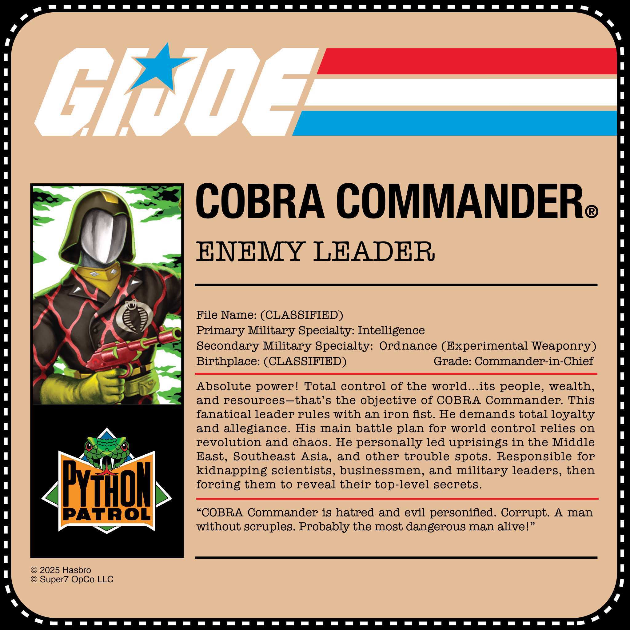 Super7 G.I. Joe ReAction+ Cobra Commander Python Patrol figura
