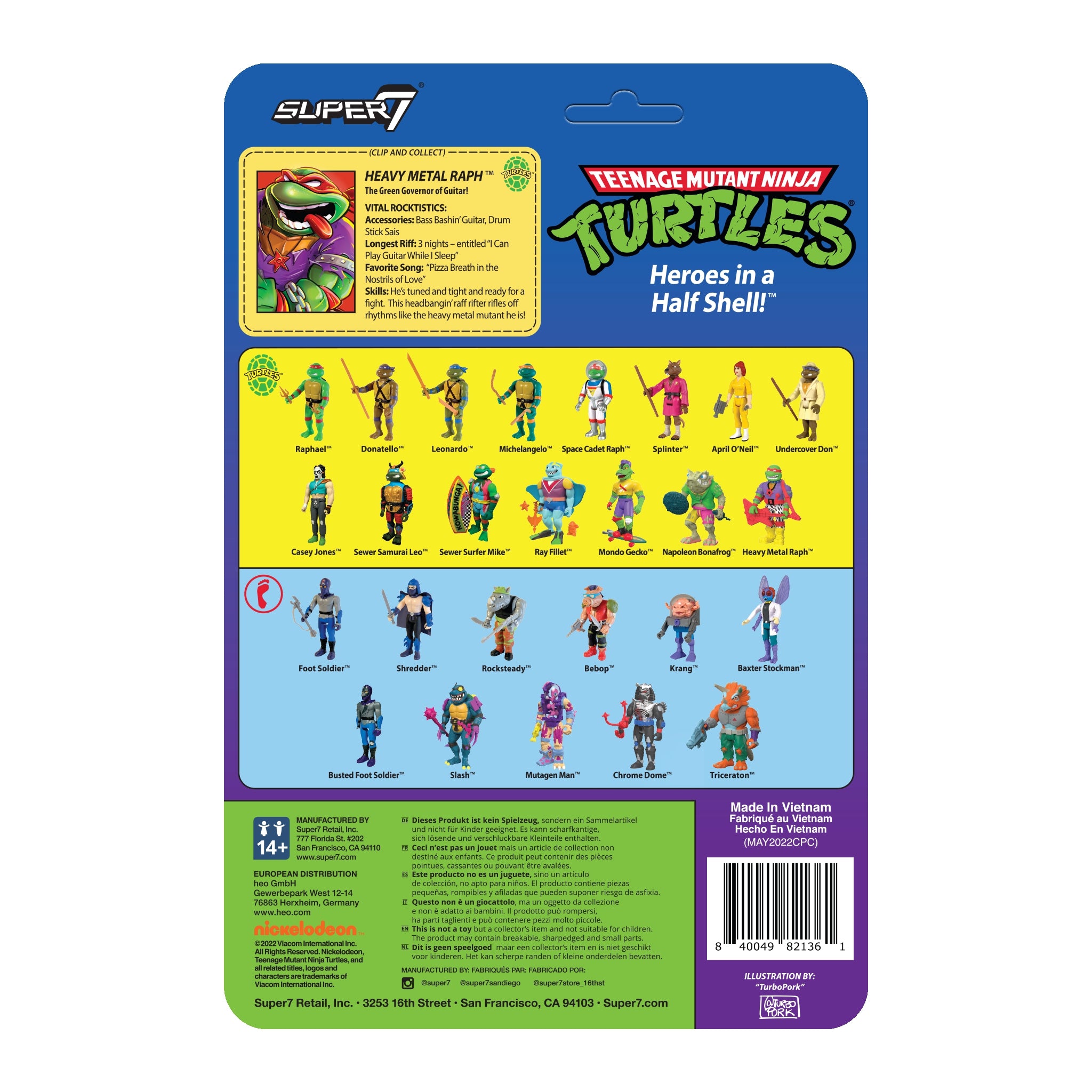 Super7 TMNT ReAction Wave 6 figurina Heavy Metal Raph