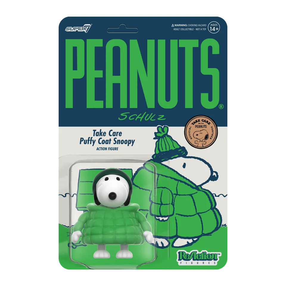 Super7 ReAction Take Care Puffy Coat Snoopy figurină verde