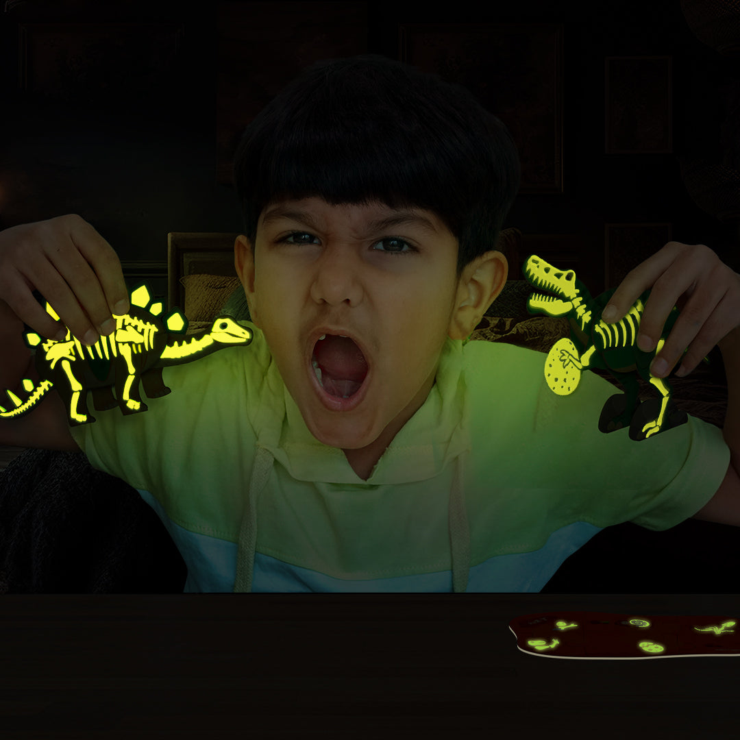 Imagimake Dinos Eggs set dinozauri 3 buc fosforescent