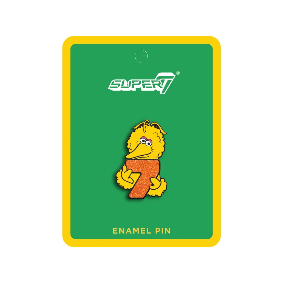 Super7 Sesame Street Big Bird pin emailat galben 3,8cm