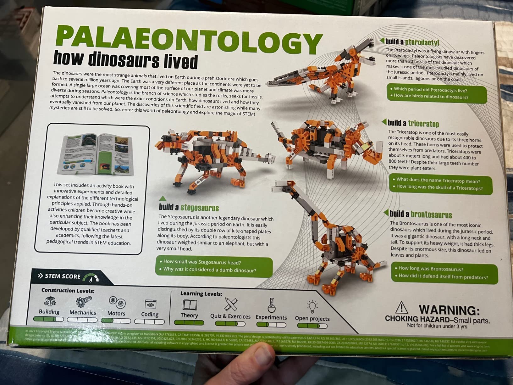 Engino Discovering STEM Paleontology set construcție 6 modele dinozauri