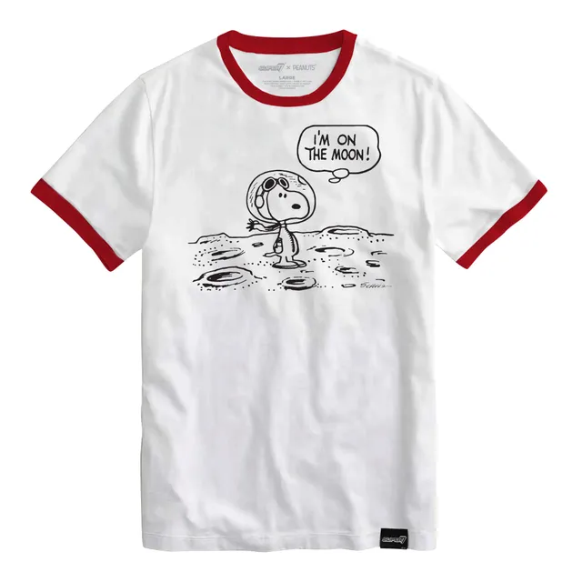 Super7 Peanuts Snoopy on the Moon tricou ringer alb