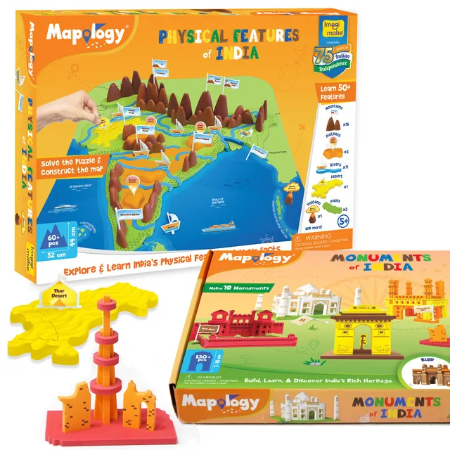 Imagimake Mapology India Fizica set puzzle relief monumente