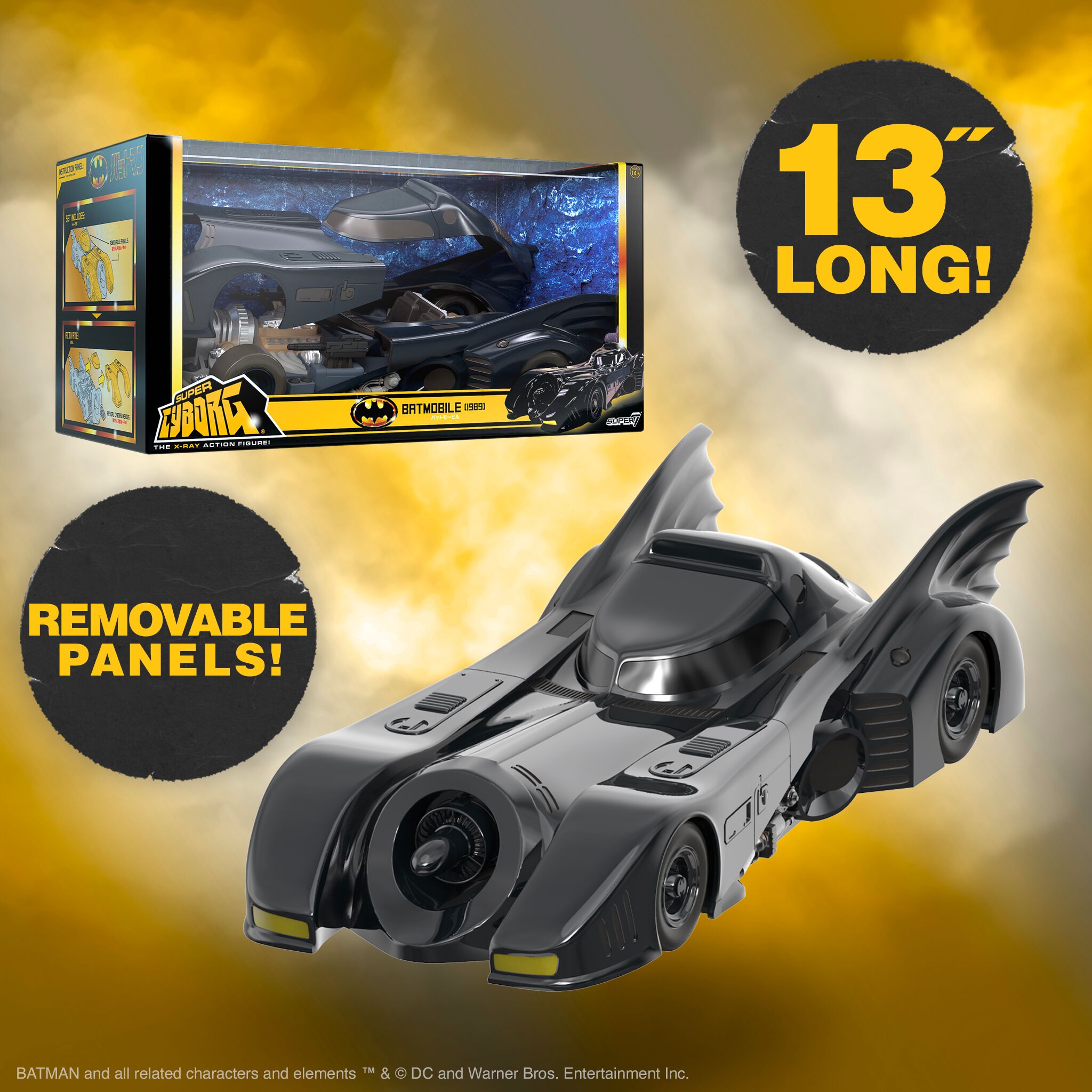 Super7 Super Cyborg Batmobile 1989 macheta full color