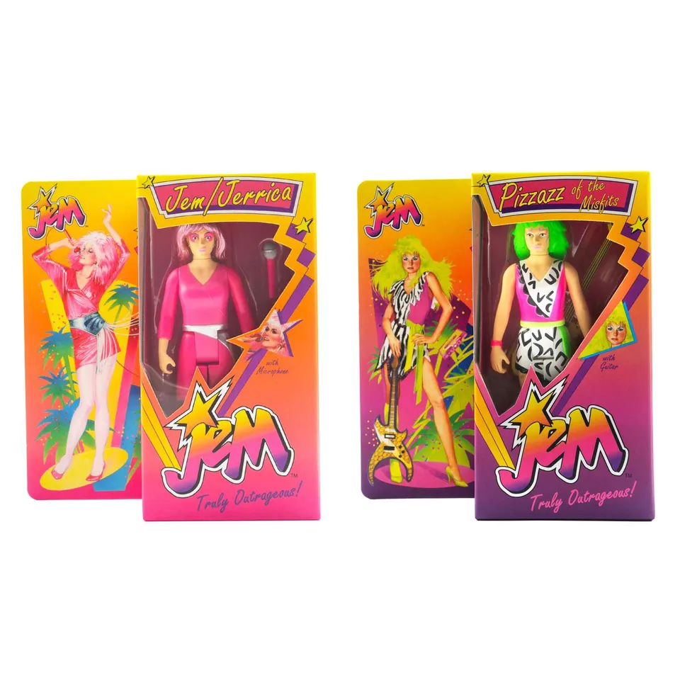 Super7 ReAction Jem and the Holograms figurine set 2 buc neon retro