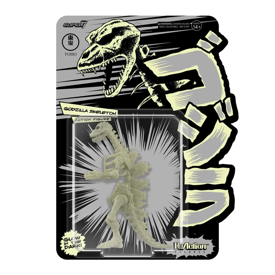 Super7 Toho Godzilla Skeleton figurină glow verde