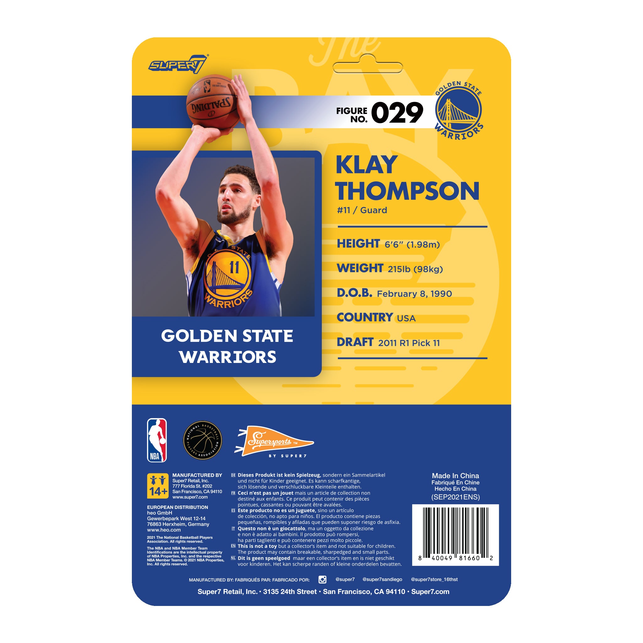 Super7 NBA Supersports Wave 4 Klay Thompson figurina 9,5 cm