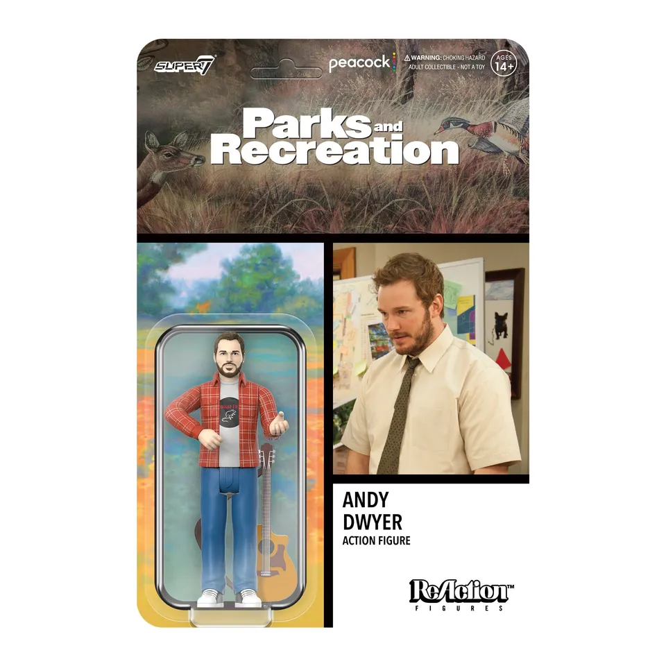 Super7 ReAction Andy Dwyer Mouse Rat figurină cu chitară