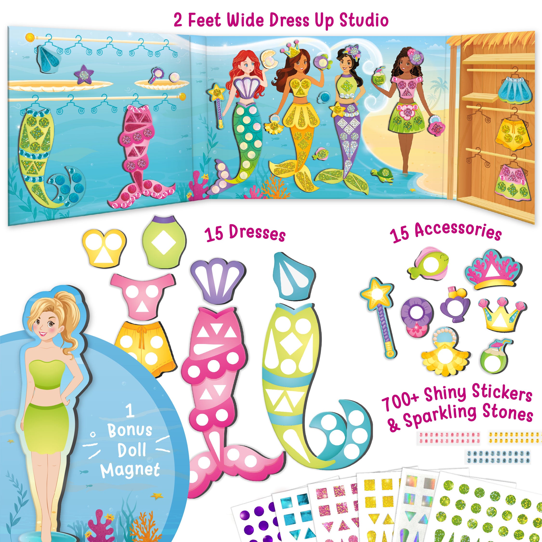 Imagimake Dress Up Mermaid papusa magnetica 30 piese