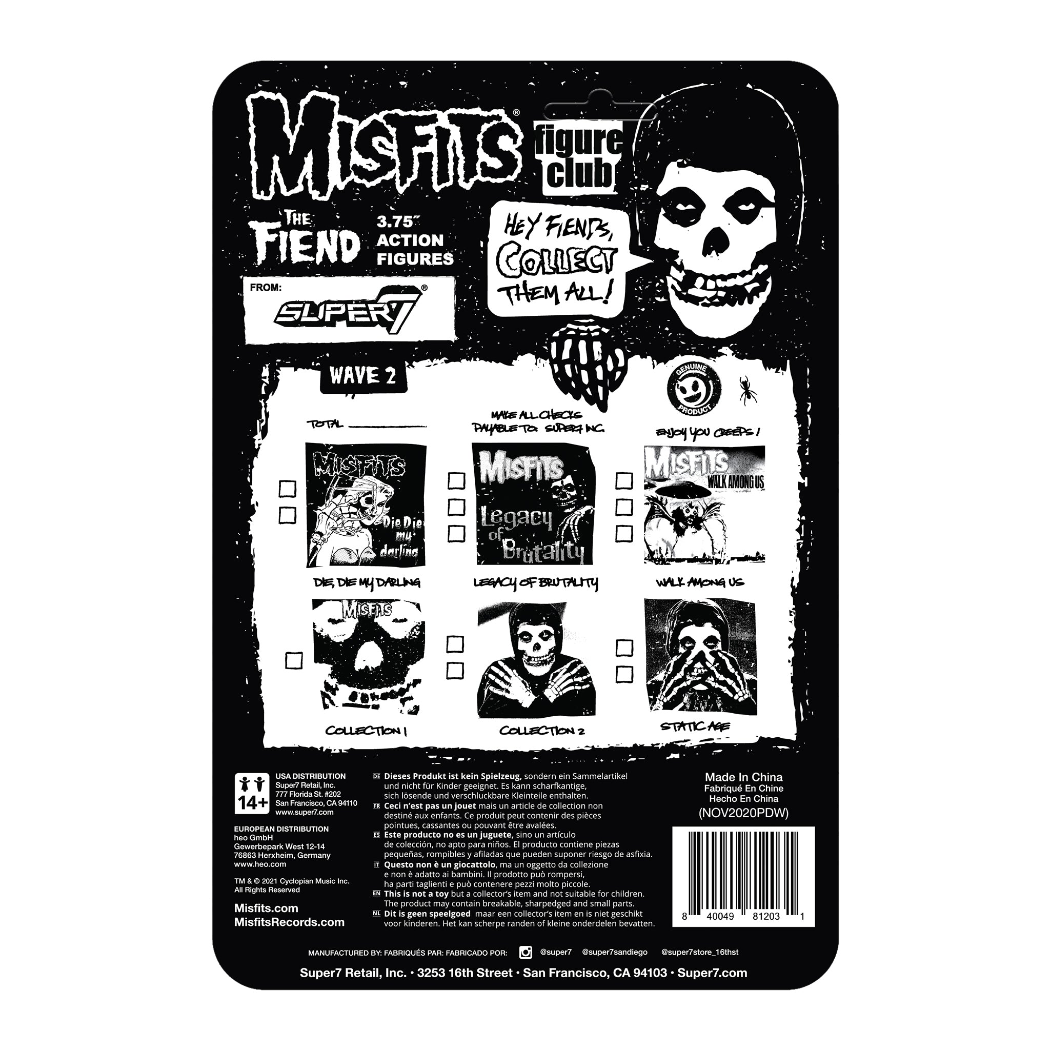 Super7 ReAction Misfits Fiend Legacy figurina alba