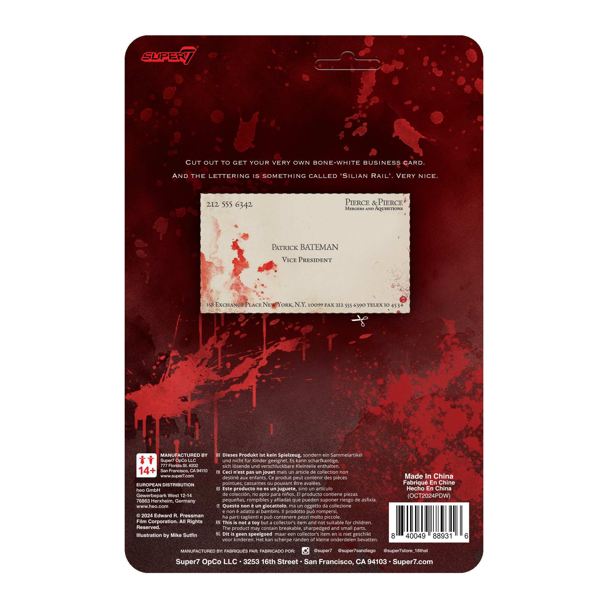 Super7 American Psycho ReAction figurina Bateman Bloody