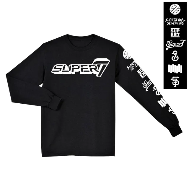 Super7 Logo bluză cu mânecă lungă bumbac neagră