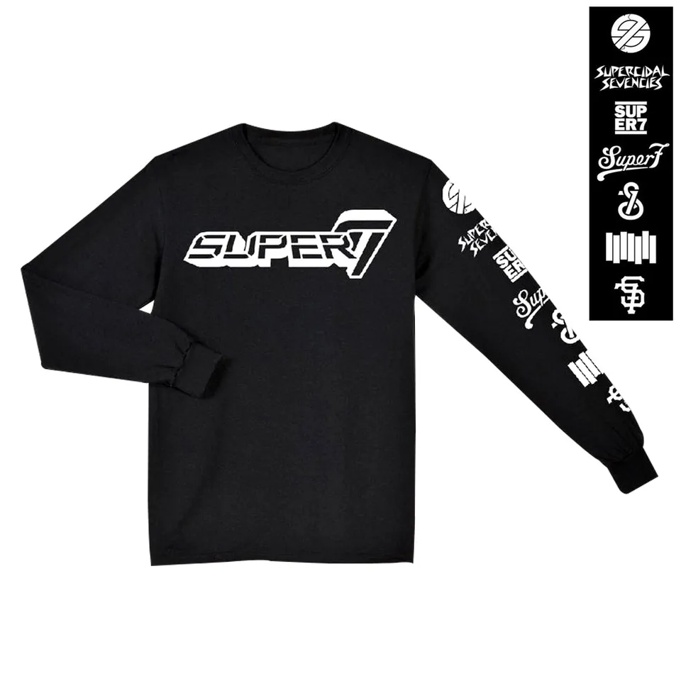 Super7 Logo bluză cu mânecă lungă bumbac neagră