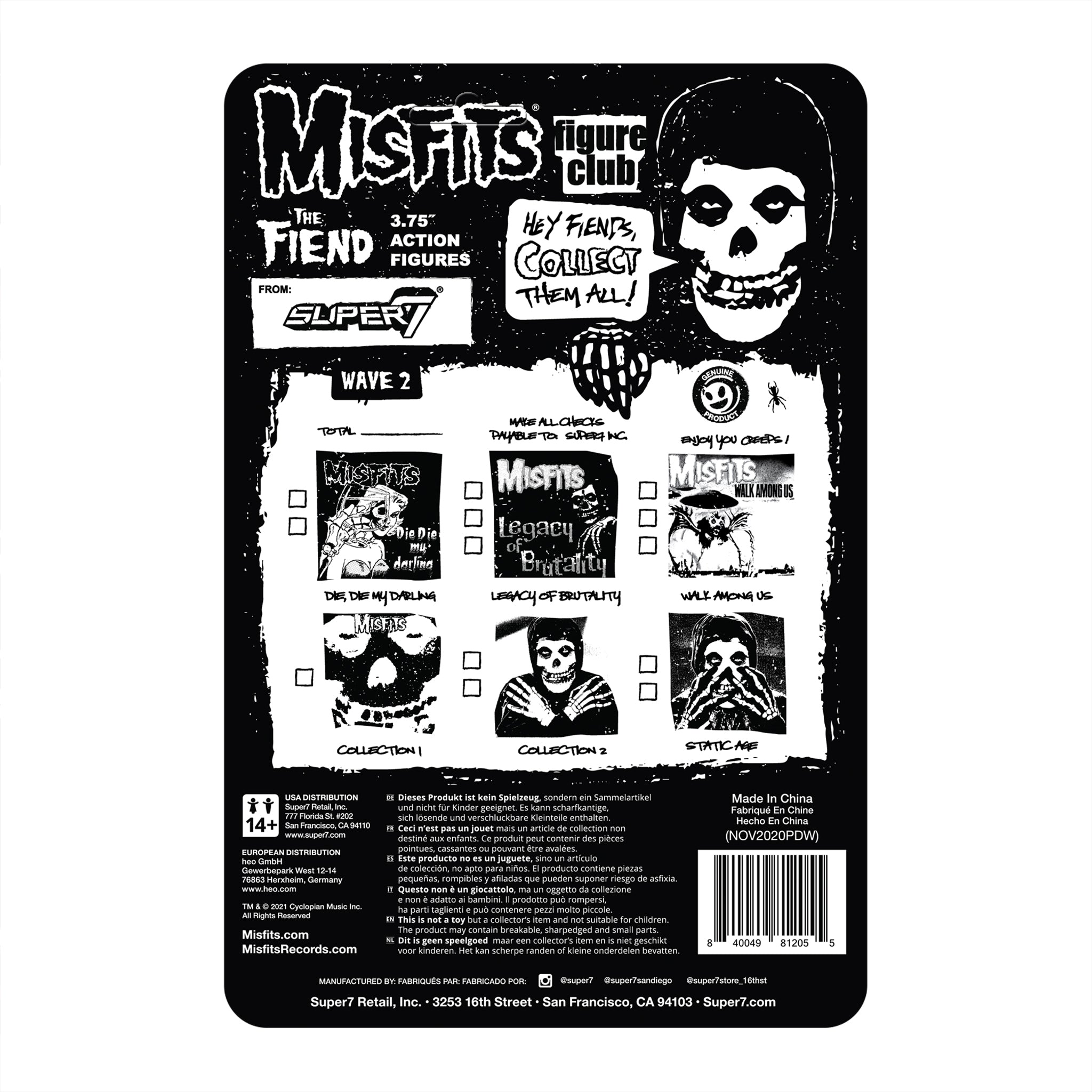 Super7 ReAction Misfits Static Age figurina mov transparent