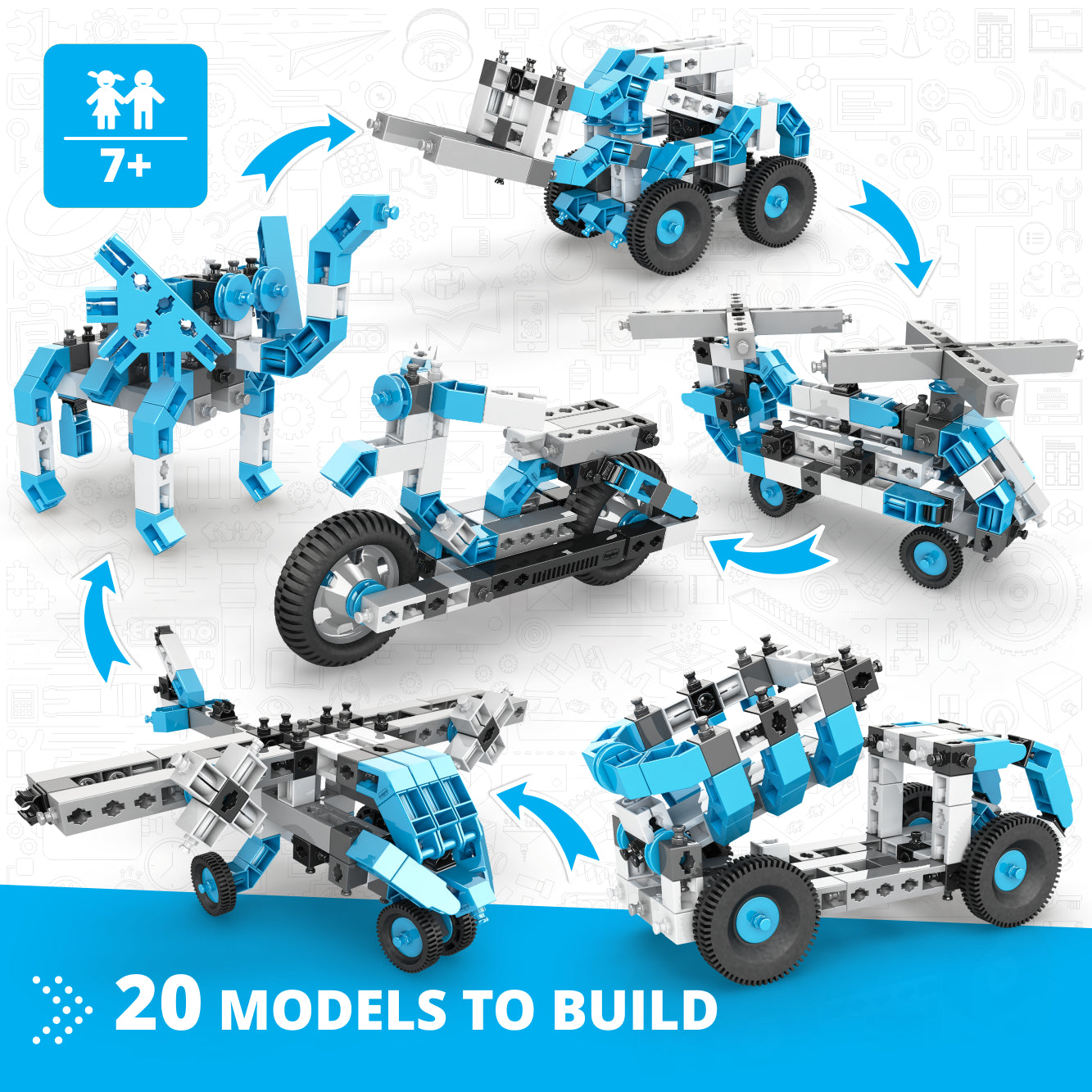 Engino Creative Engineering Maker Master 20 in 1 set 143 piese vehicule