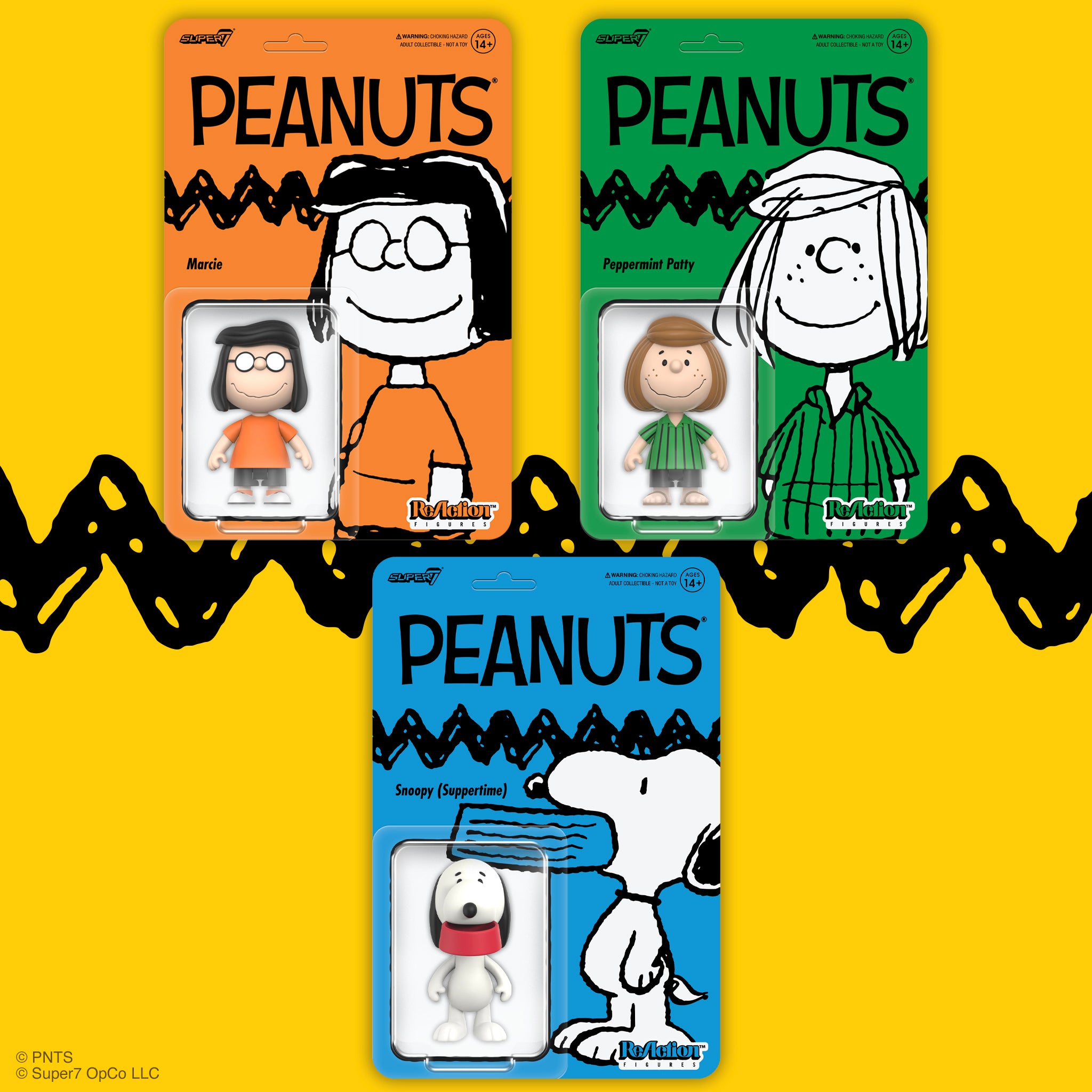 Super7 Peanuts ReAction Wave 09 set 3 figurine suppertime
