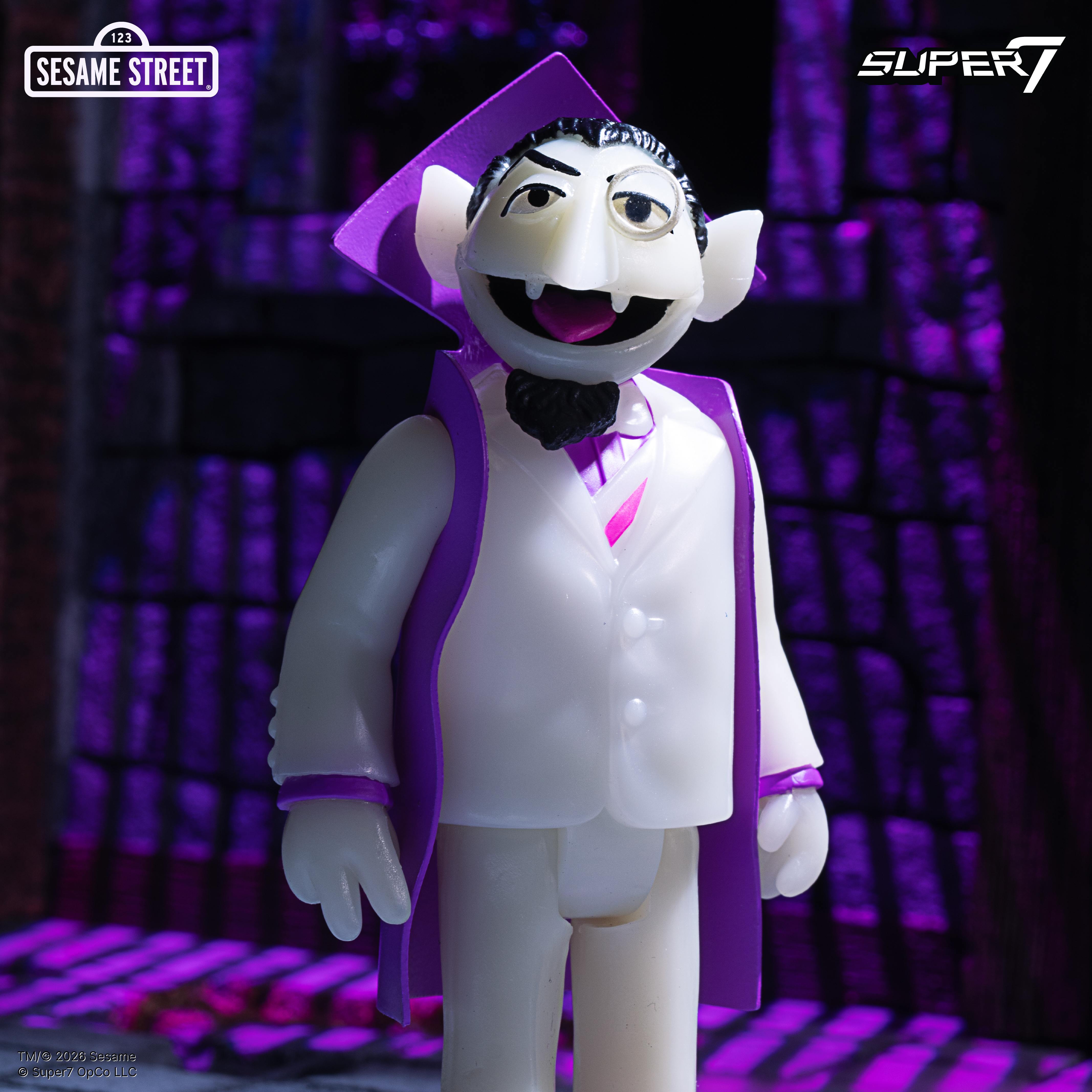 Super7 Sesame Street Count Von Count figurina fosforescenta