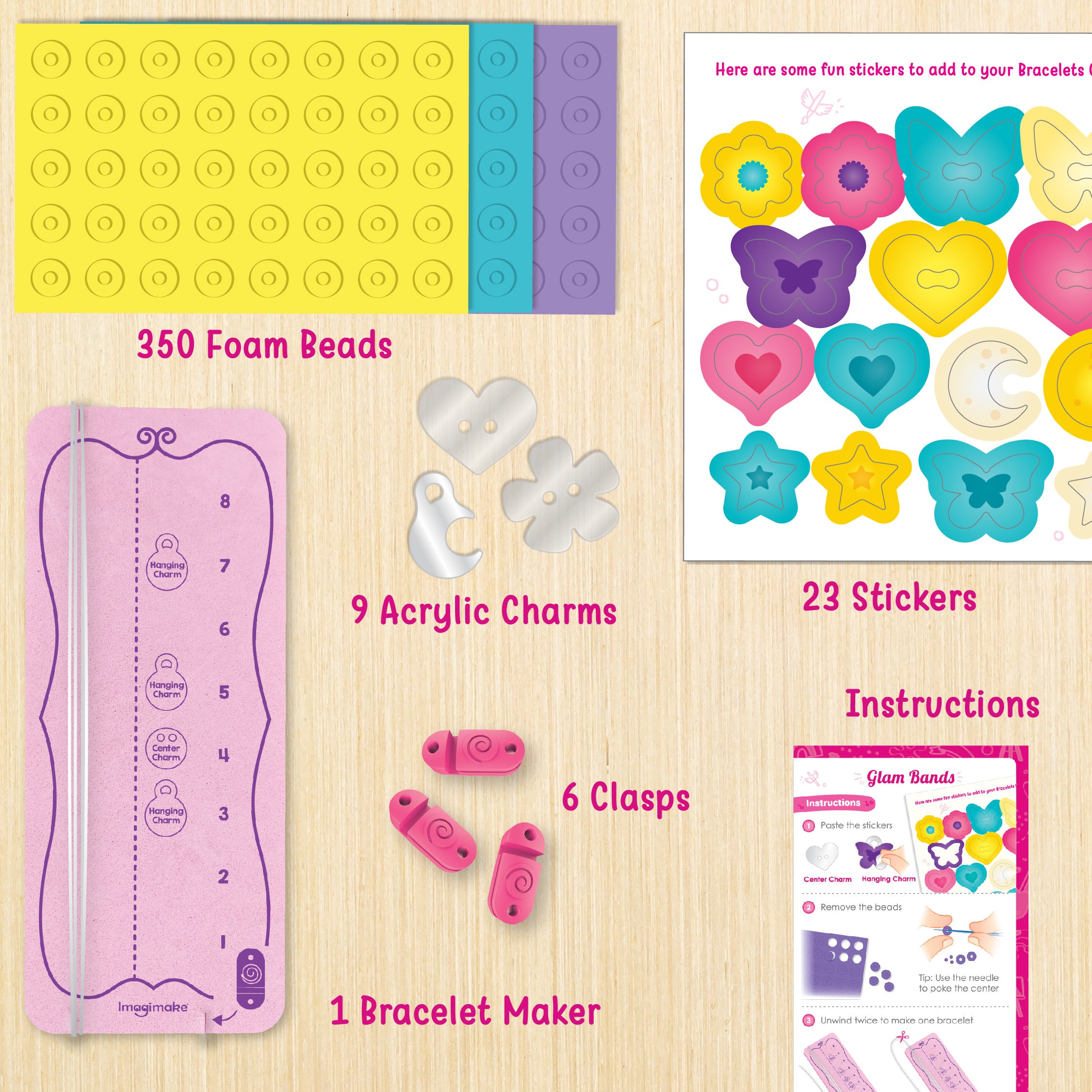 Imagimake Glam Bands set bratari 6 kituri 5 ani+