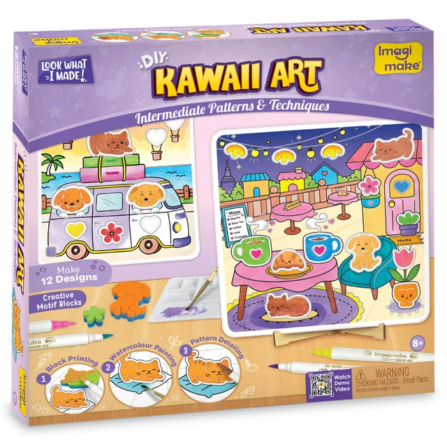 Imagimake Kawaii Art kit pictura 12 tablouri acuarela