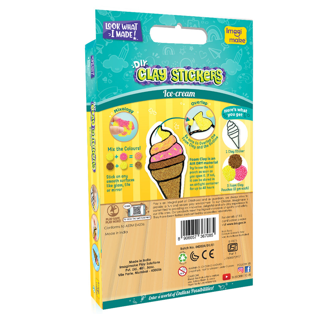 Imagimake Clay Stickers Inghetata set plastilina 3 culori