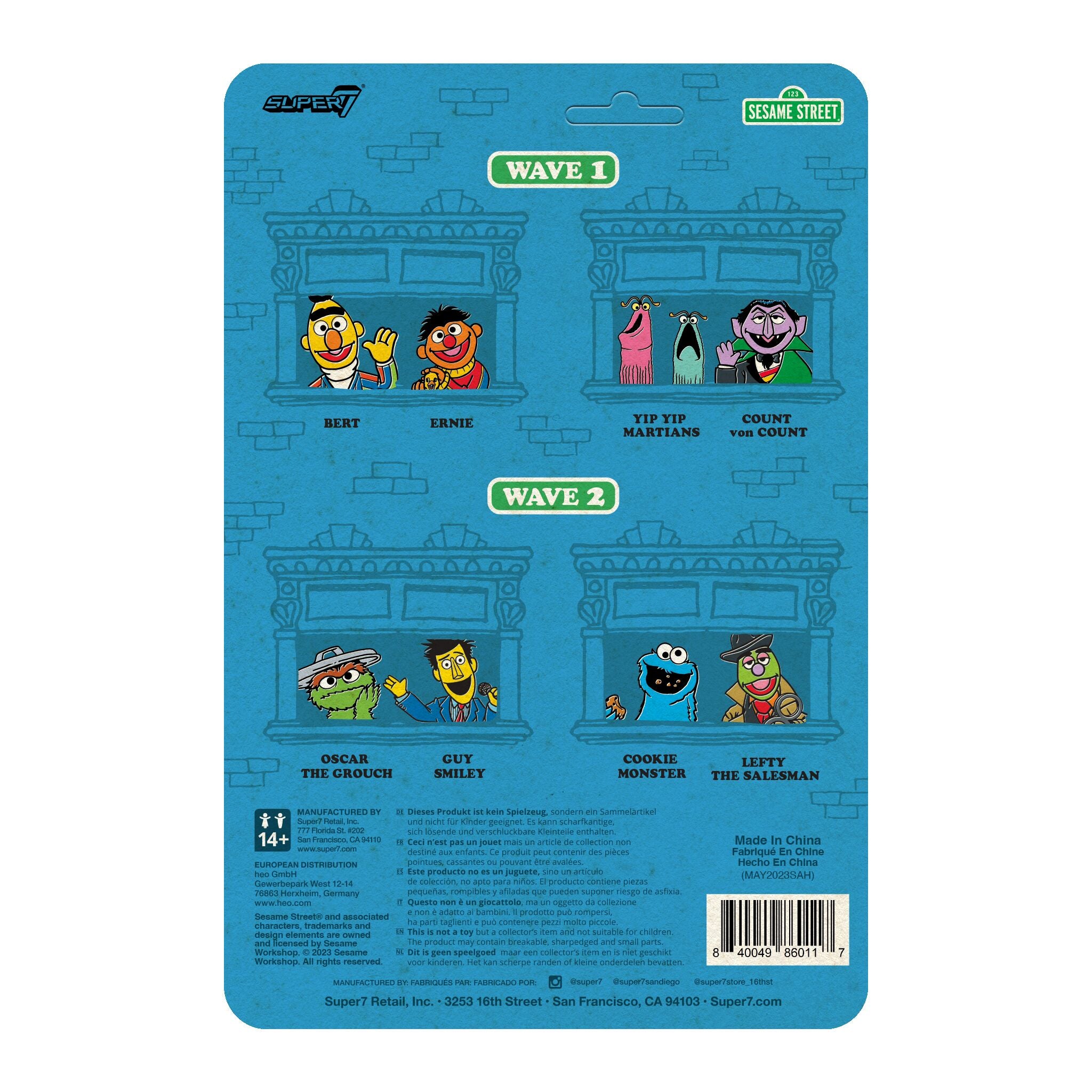 Super7 Sesame Street Lefty ReAction figurina 9,5 cm cu 8