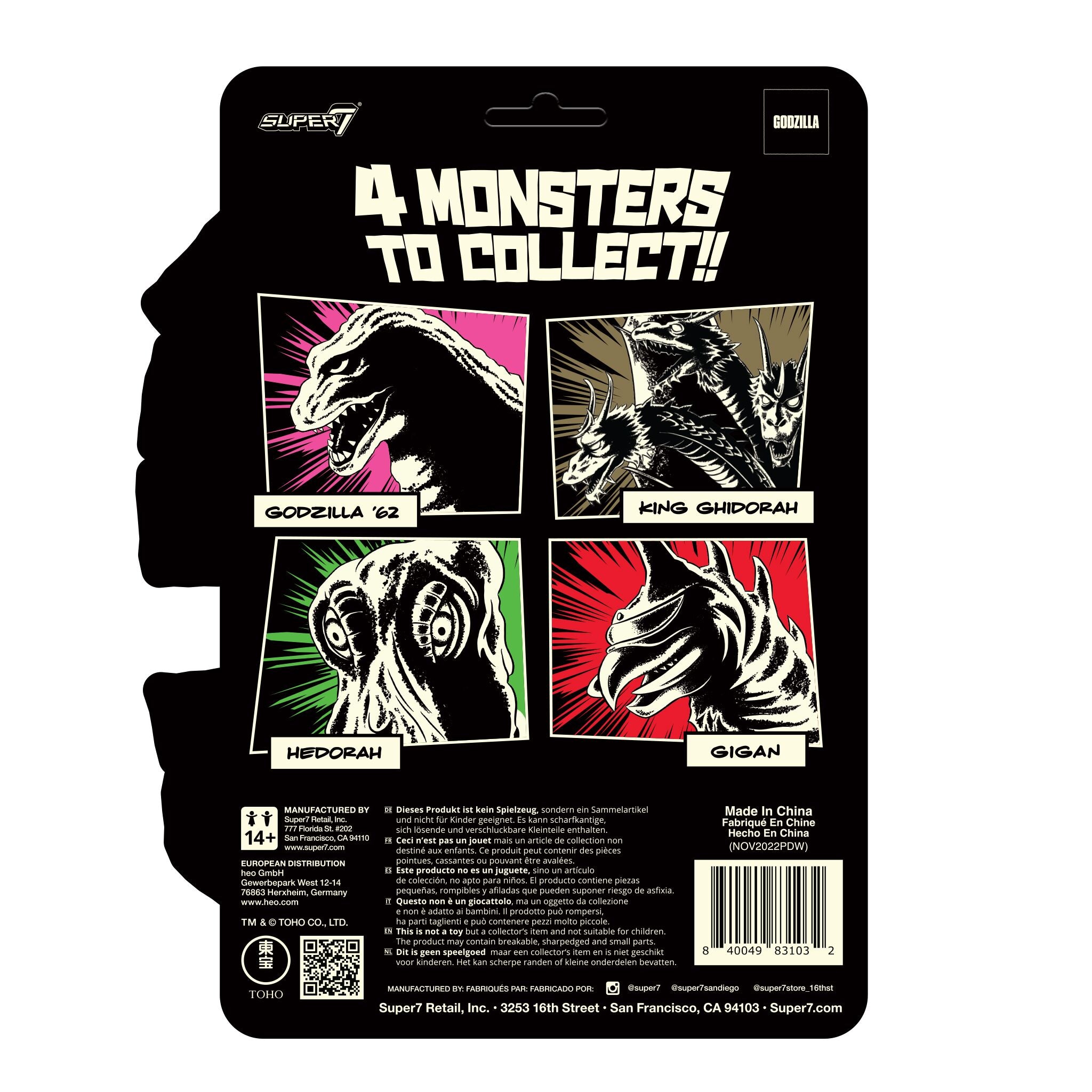 Super7 Toho ReAction Hedorah figurina glow fosforescenta