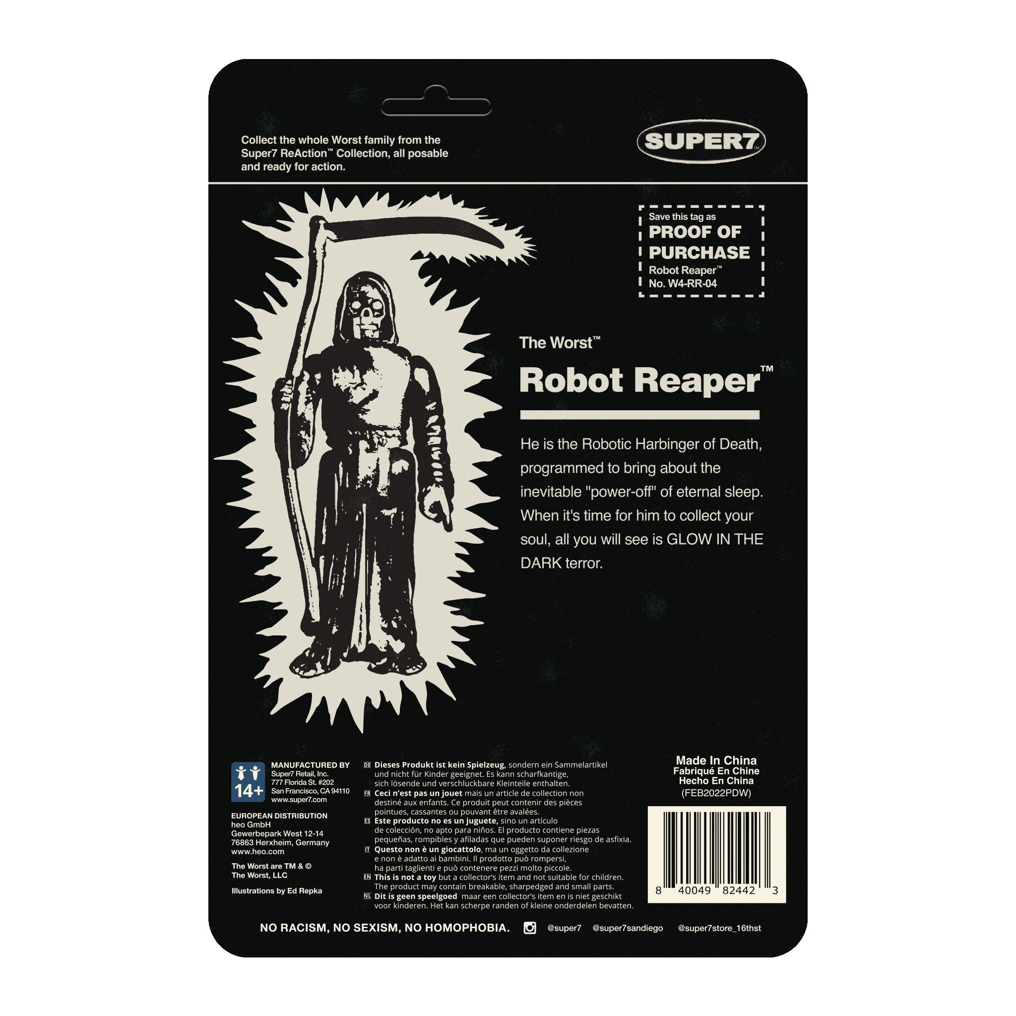 Super7 The Worst ReAction Robot Reaper figurina glow