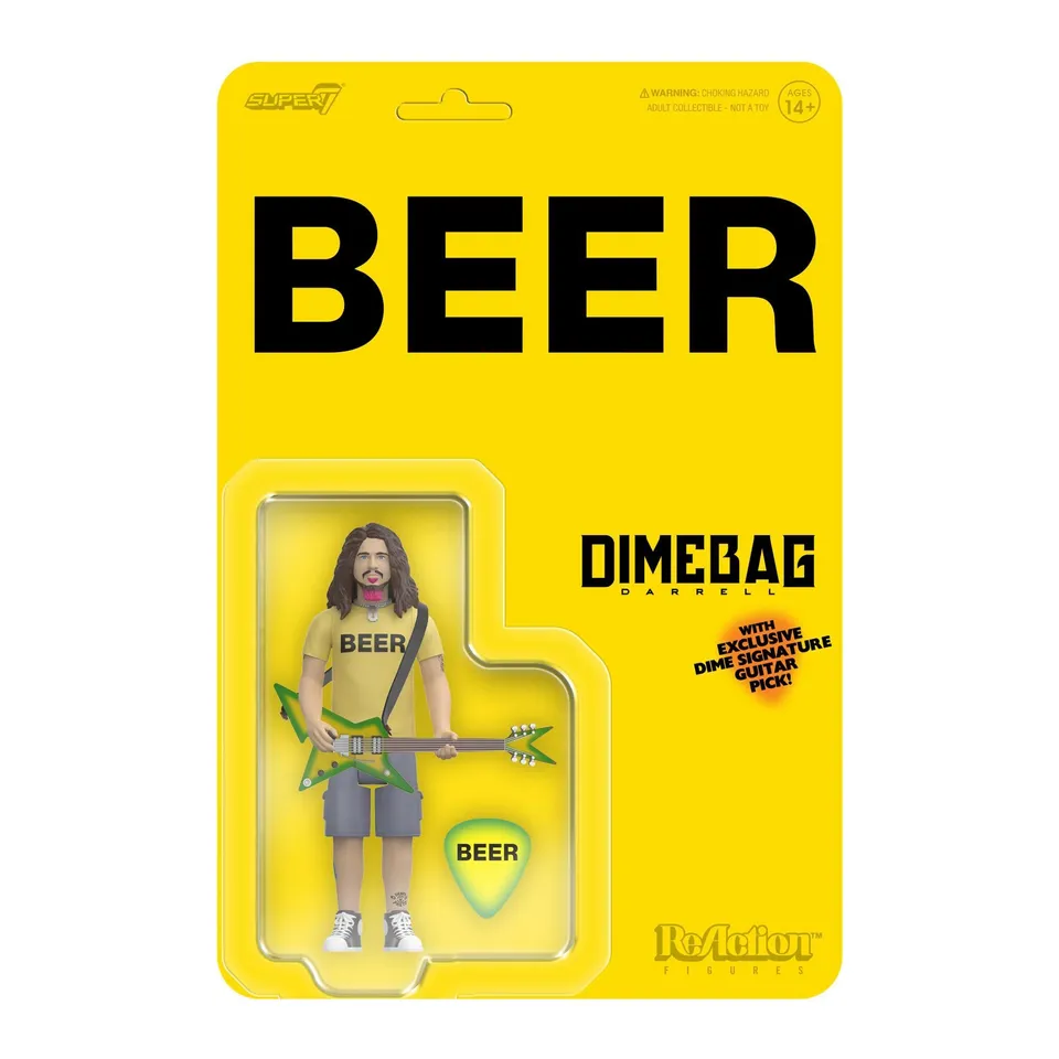 Super7 ReAction Dimebag Darrell BEER Shirt figurina metal