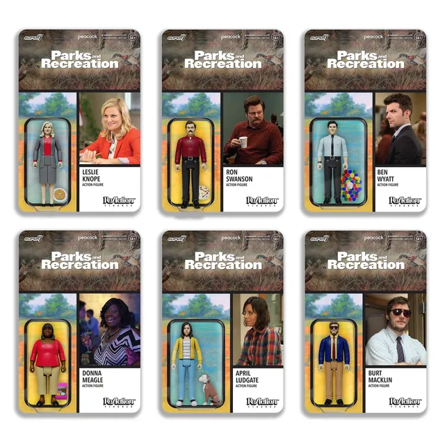 Super7 ReAction Parks and Recreation Wave 1 set 6 figurine sitcom