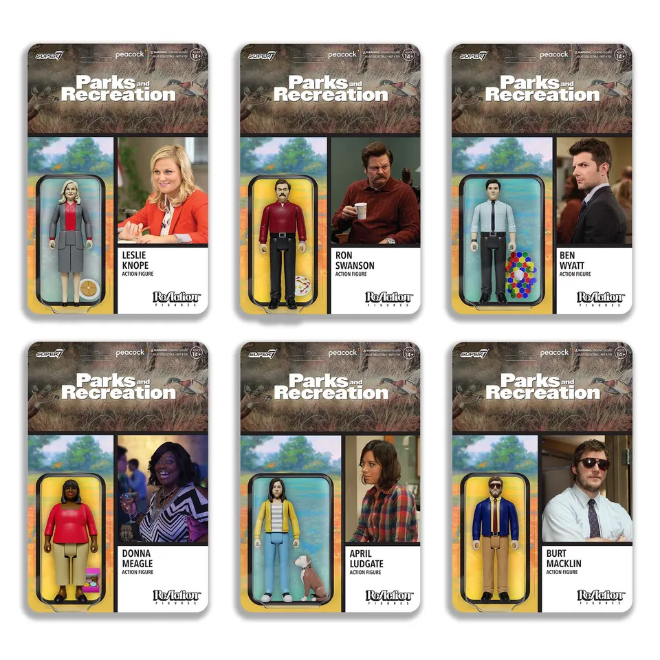Super7 ReAction Parks and Recreation Wave 1 set 6 figurine sitcom