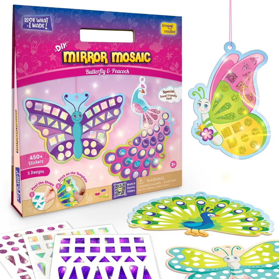 Imagimake Mirror Mosaic Butterfly Peacock set mozaic stralucitor