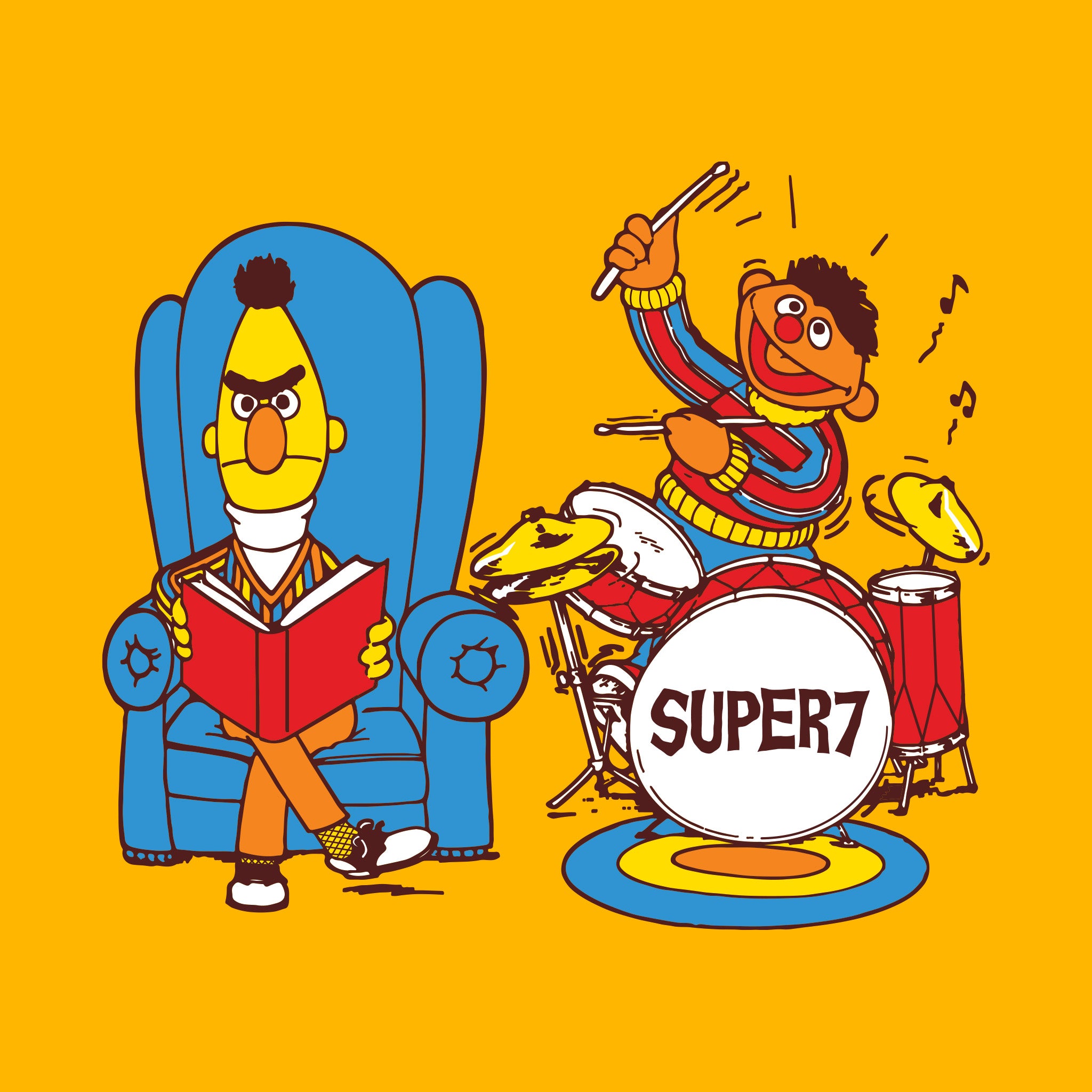 Super7 Sesame Street Bert Ernie tricou bumbac galben