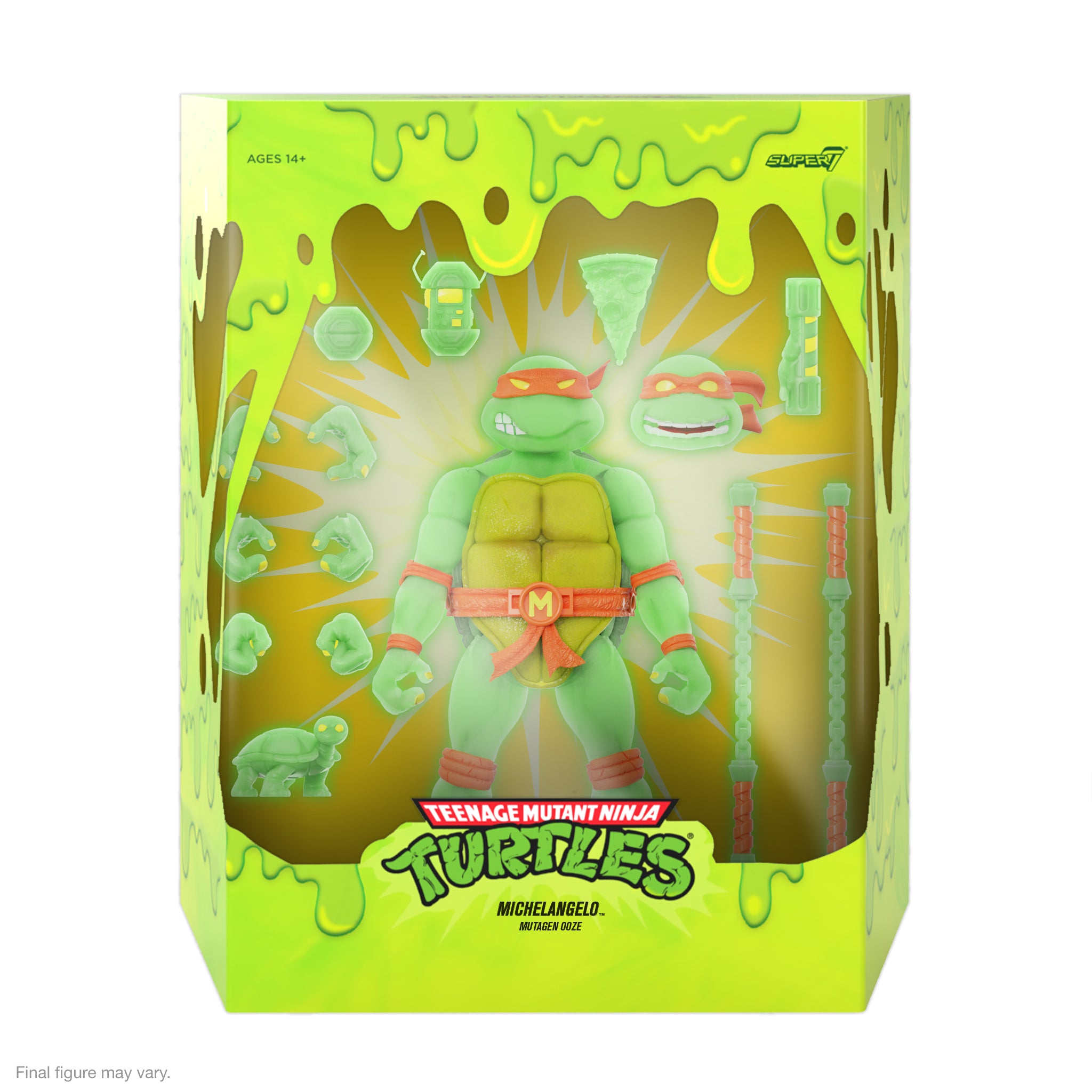 Super7 TMNT Ultimates Michelangelo figurina fosforescenta