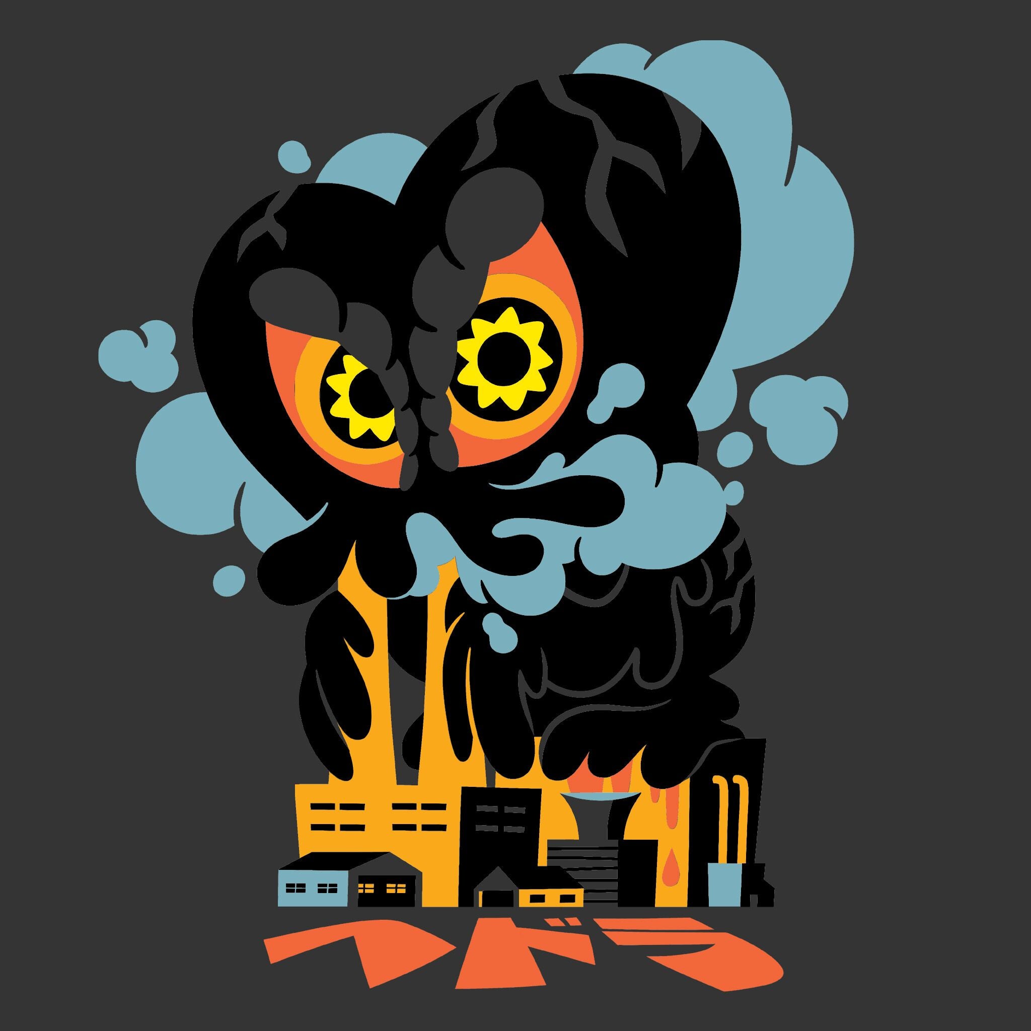 Super7 Toho Hedorah Smokestack tricou gri cărbune S-3X