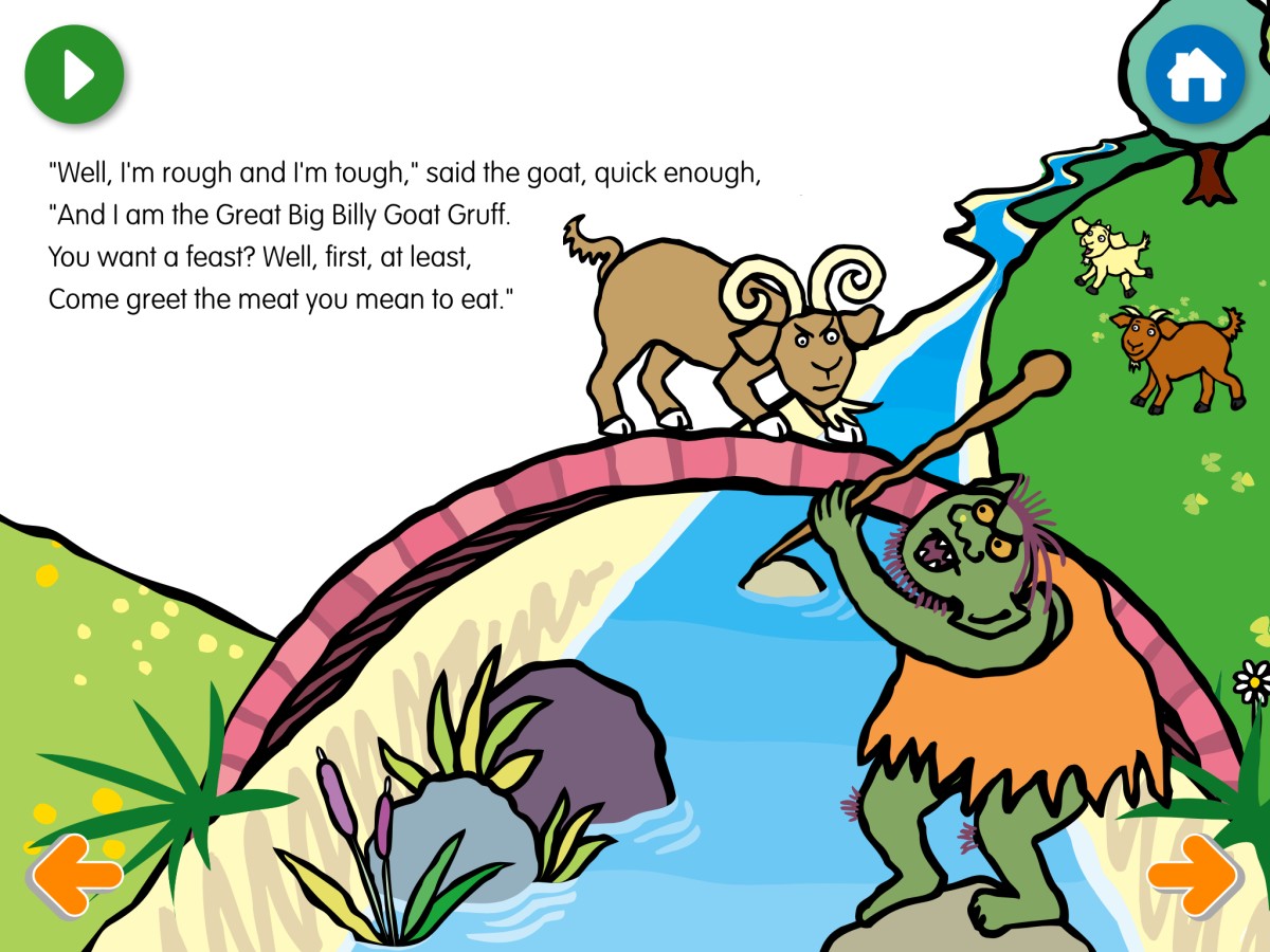 Yellow Door Billy Goats Gruff aplicatie poveste