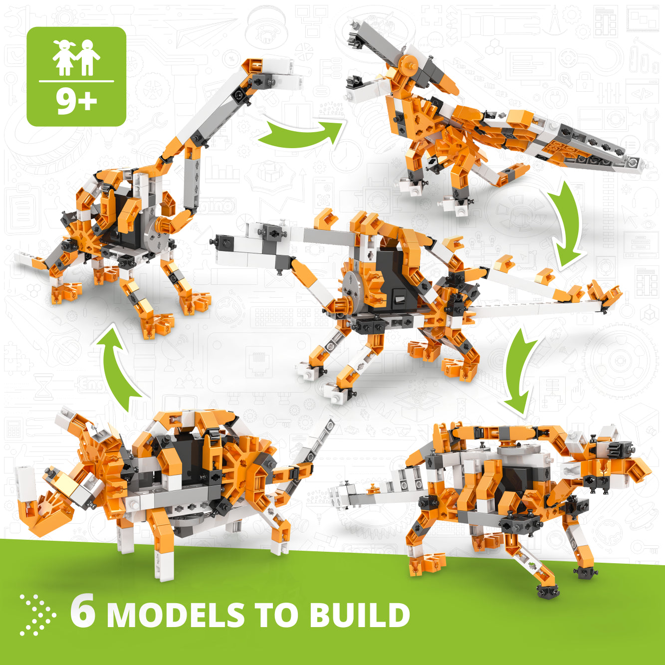 Engino Discovering STEM Paleontology set construcție 6 modele dinozauri
