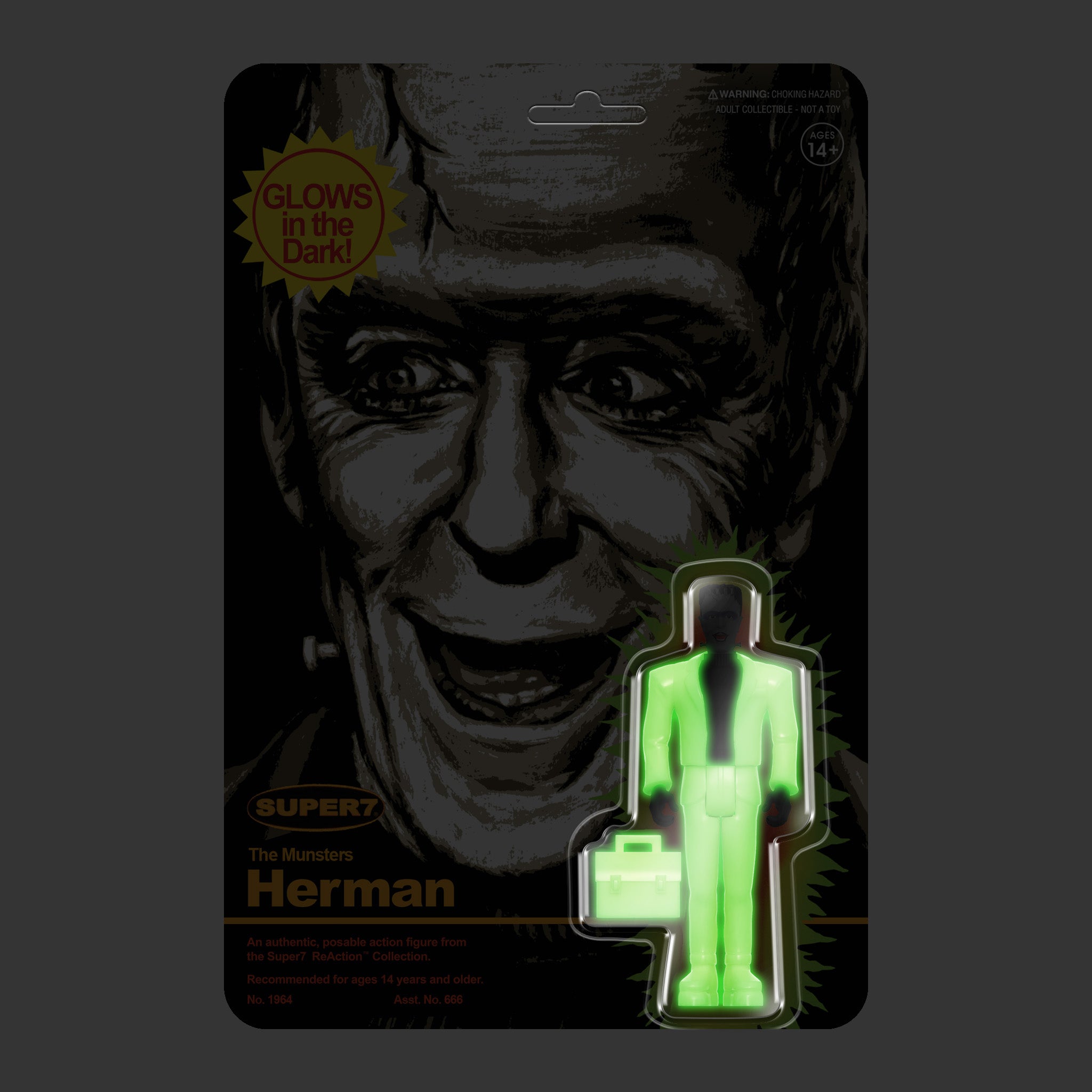 Super7 ReAction Herman Munster Monster Glow figurină fosforescentă