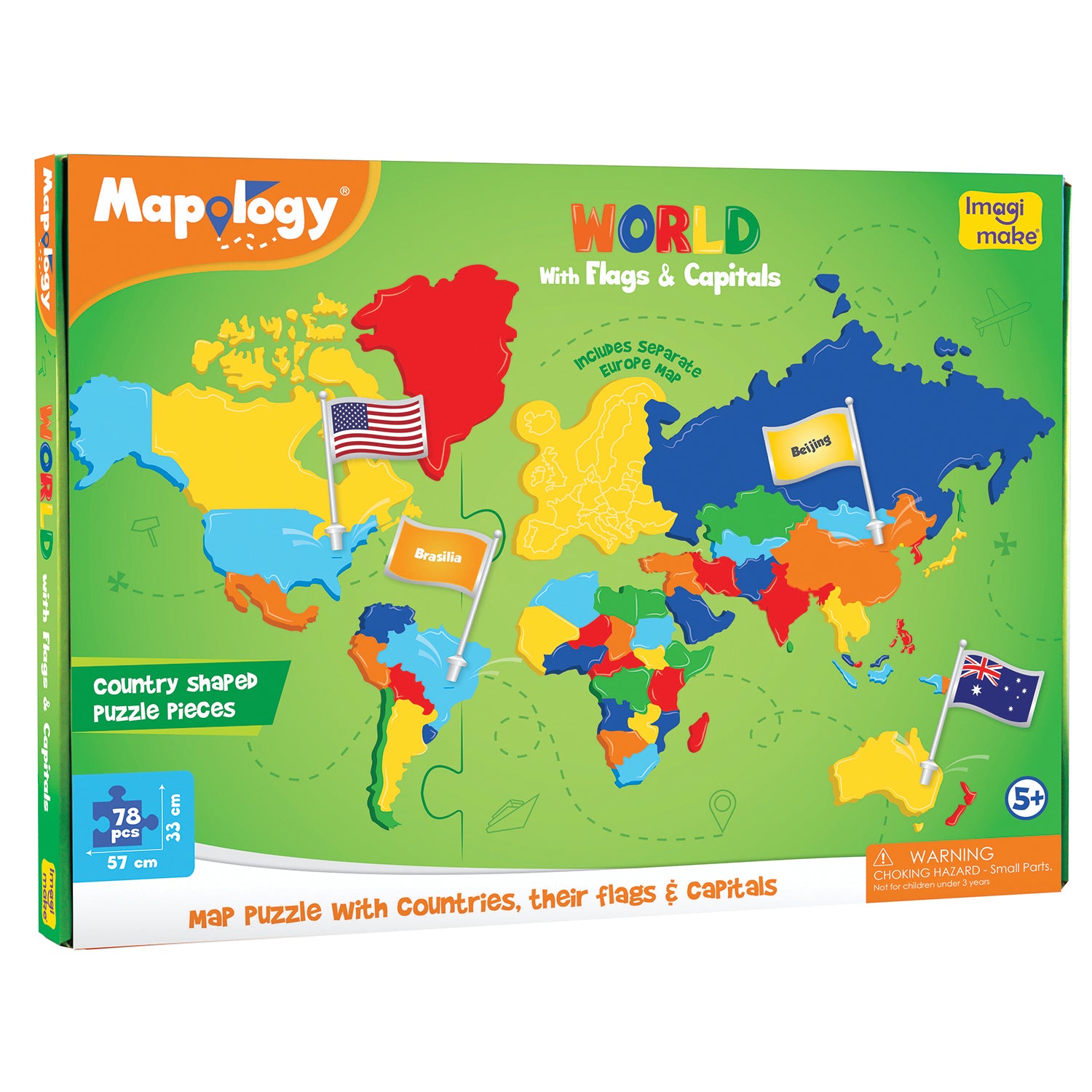 Imagimake Mapology World Map Puzzle harta lumii animale