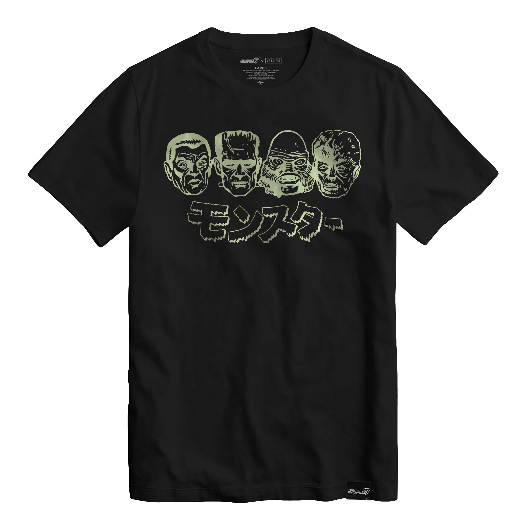 Super7 Monsters tricou negru fosforescent bumbac