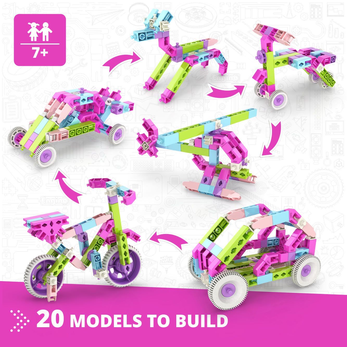 Engino Creative Engineering Maker Girl set constructie 20 modele
