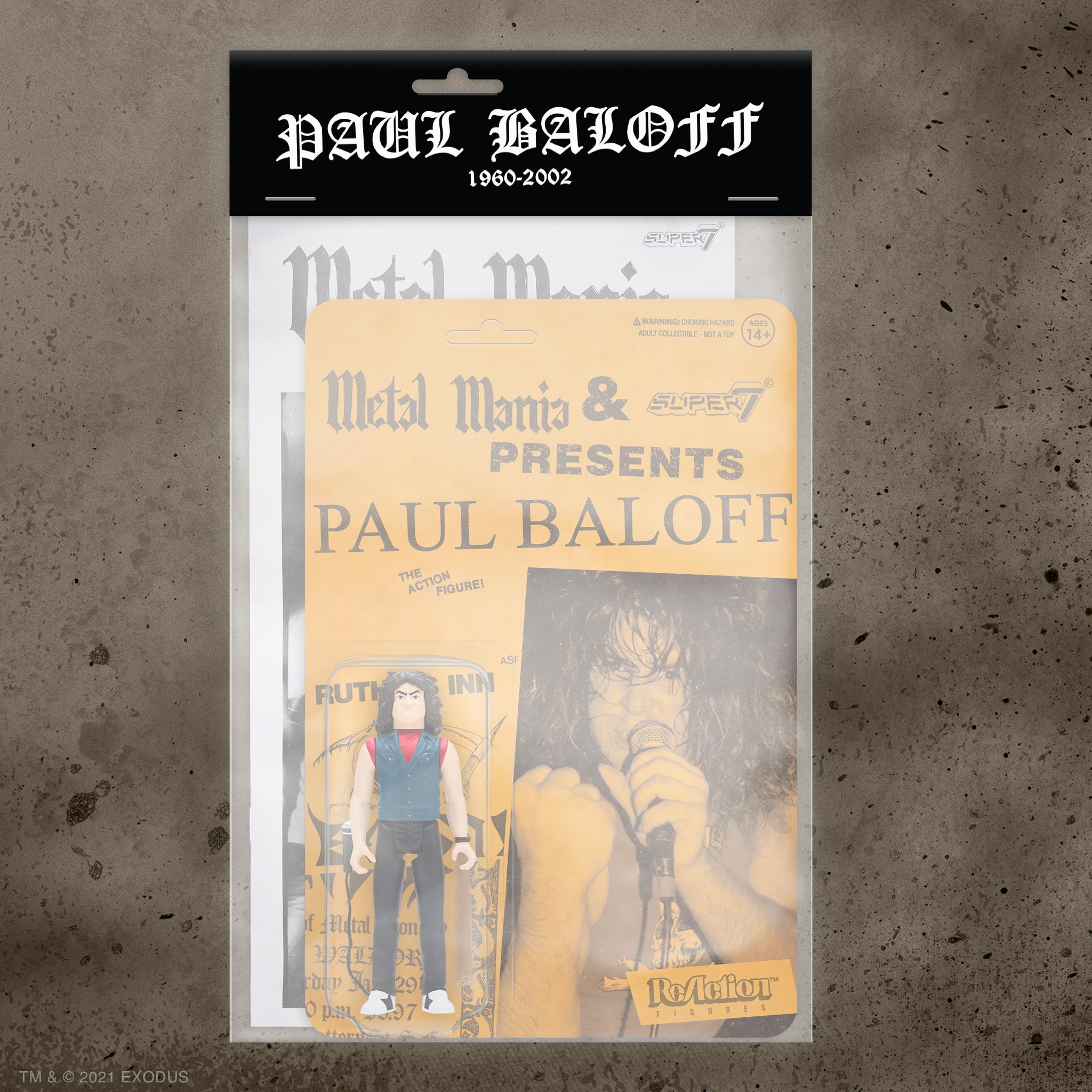Super7 ReAction Paul Baloff figurina + fanzine Metal Mania