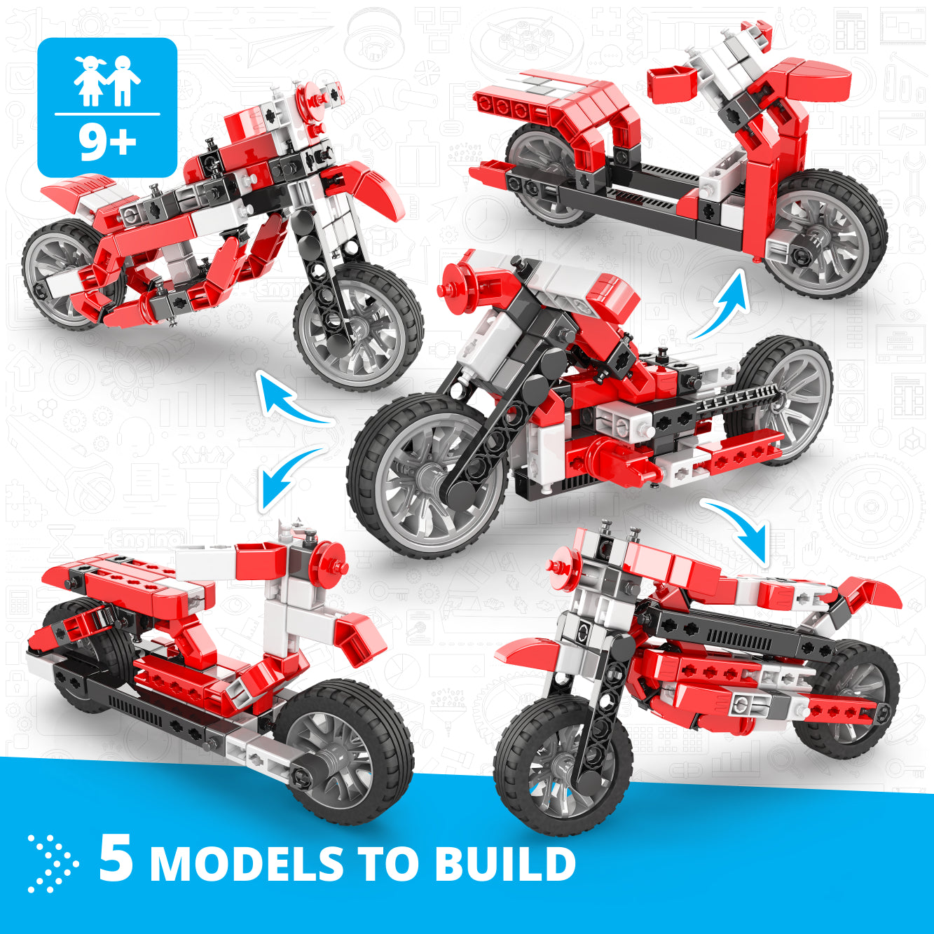 Engino Inventor Mechanics Custom Bike set 5 modele 9+ ani