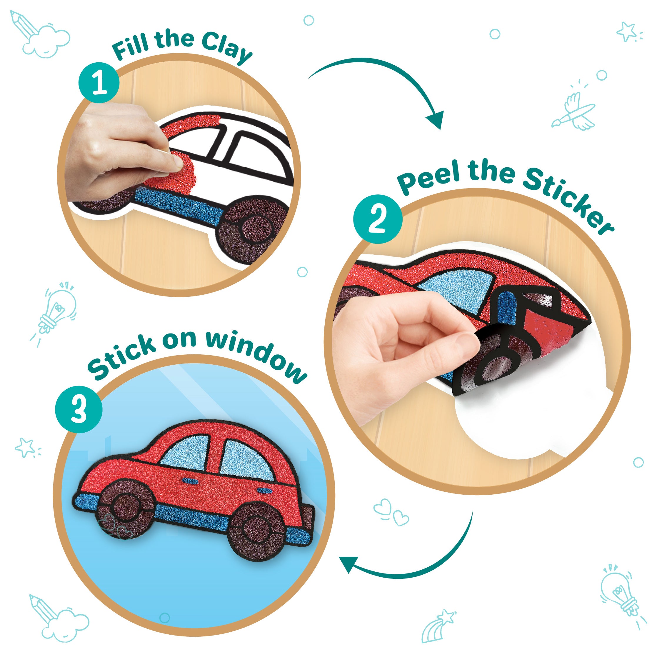 Imagimake Clay Stickers Transport plastilină 3 culori