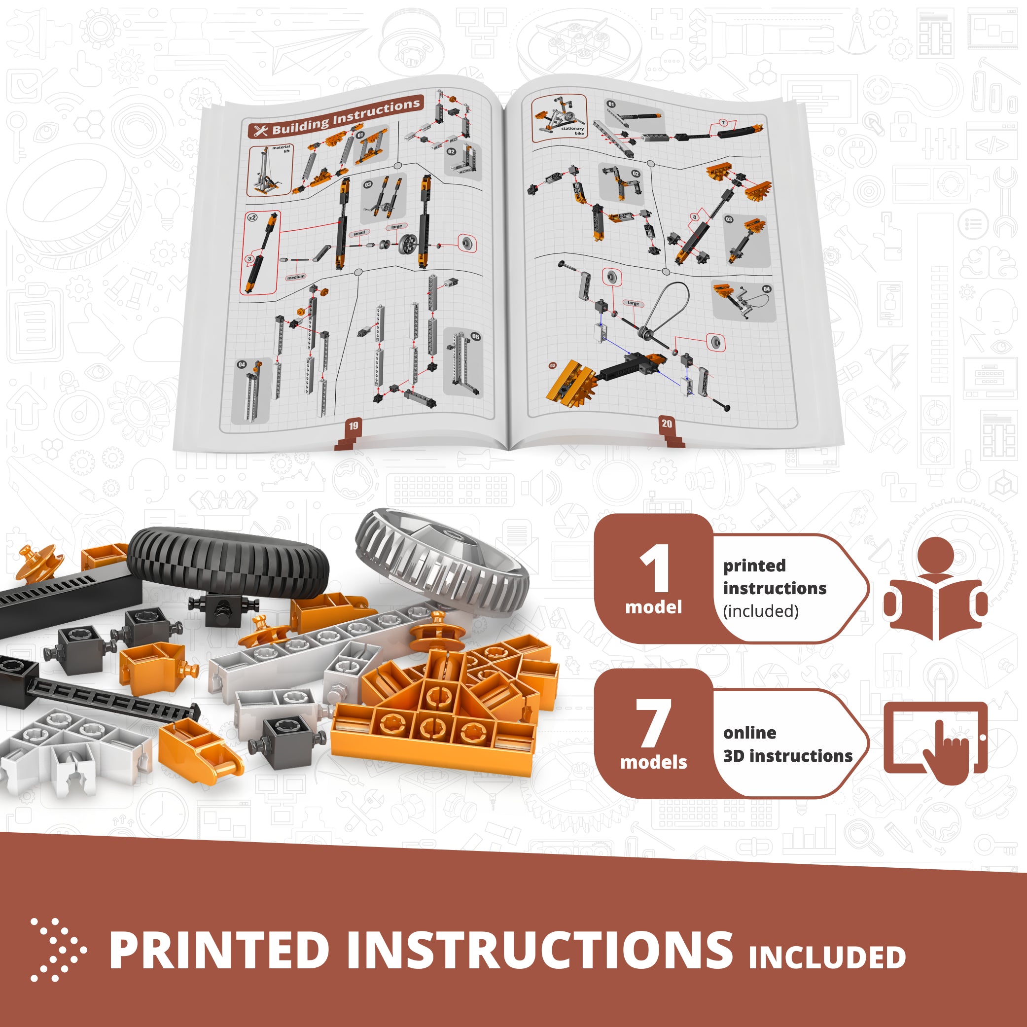 Engino Discovering STEM Pulley Drives set construcție 8 modele scripeți