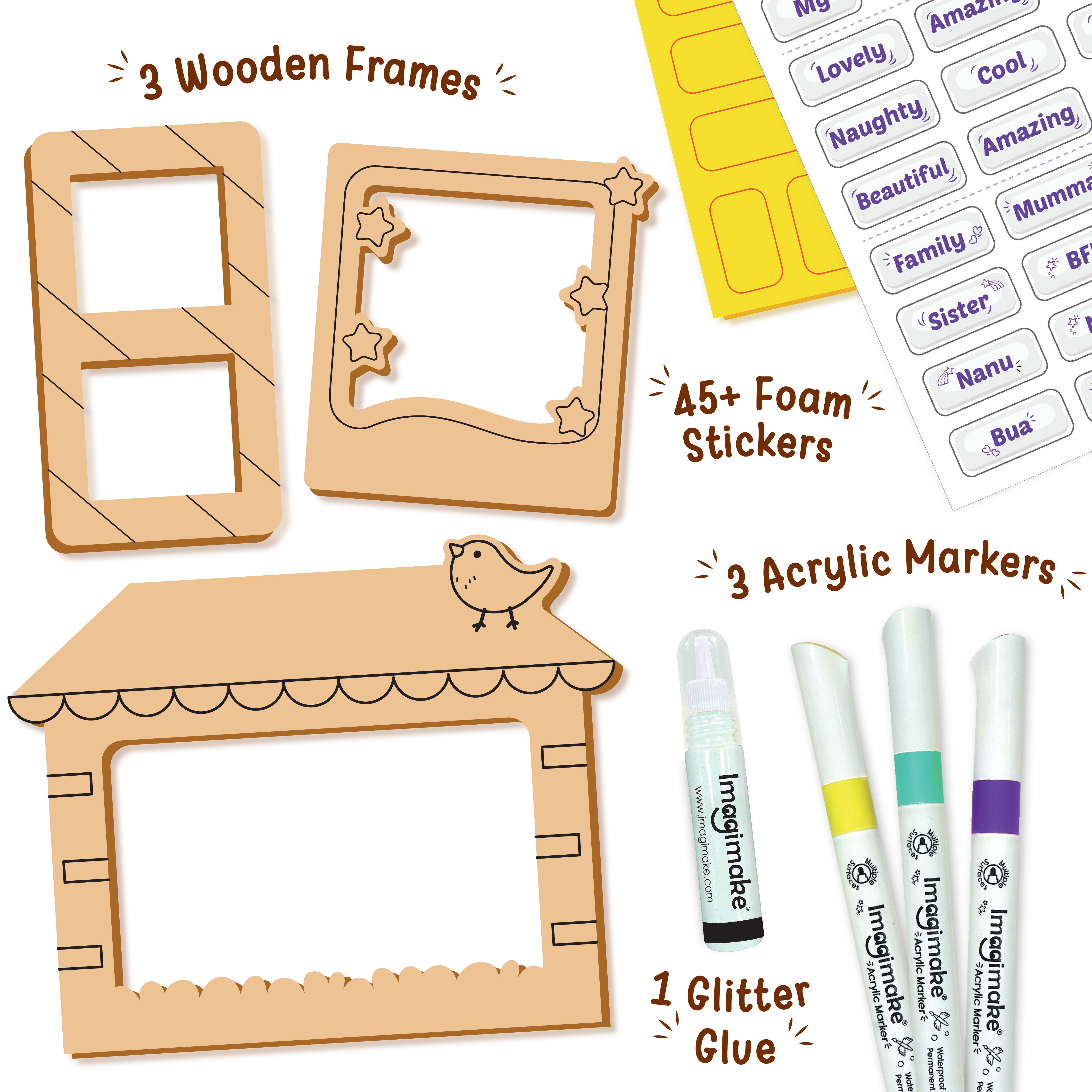 Imagimake DIY Wood Art Photo Frame set rame lemn