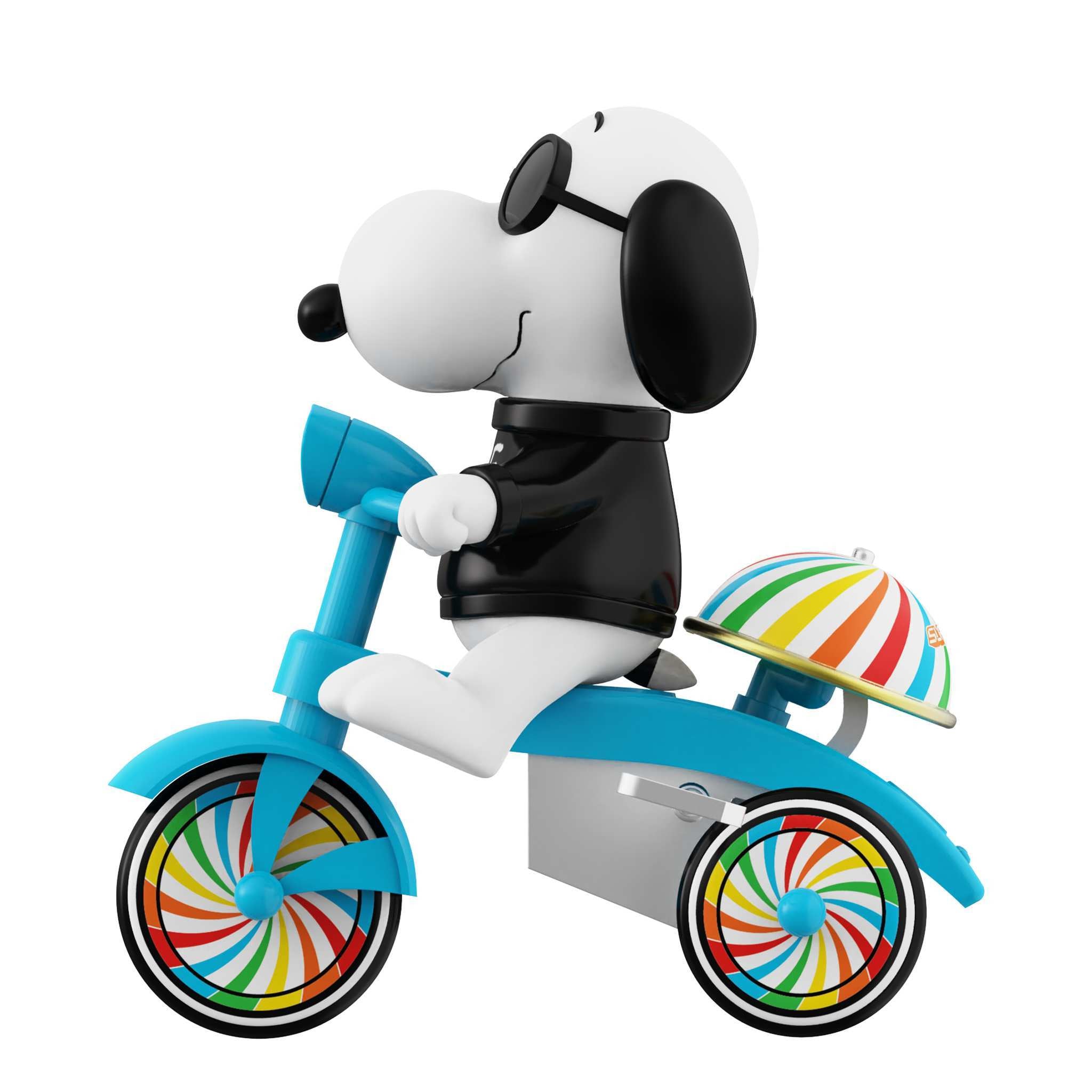Super7 Peanuts Joe Cool tricicleta cu Snoopy albastra