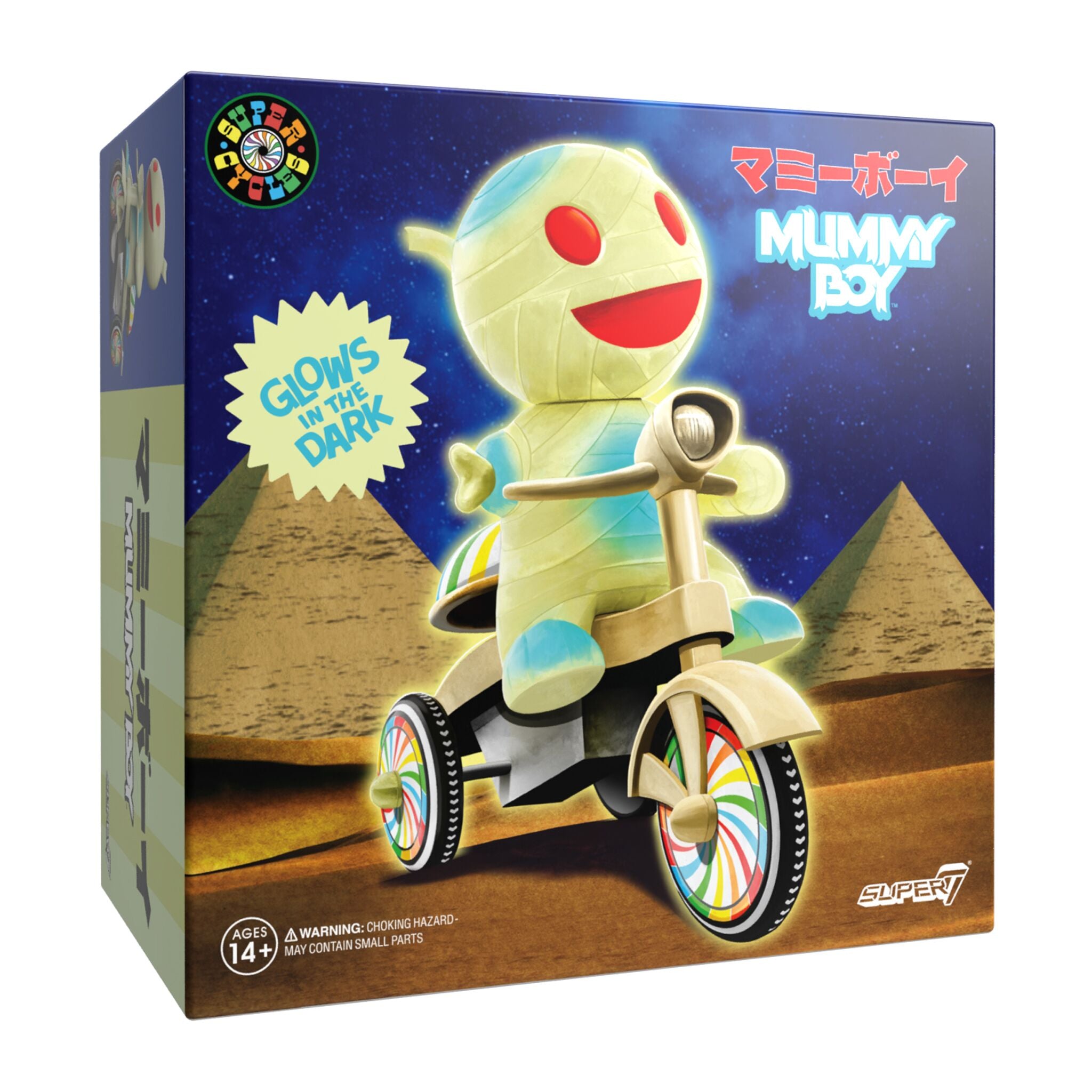 Super7 Super Cycles Mummy Boy tricicleta fosforescenta
