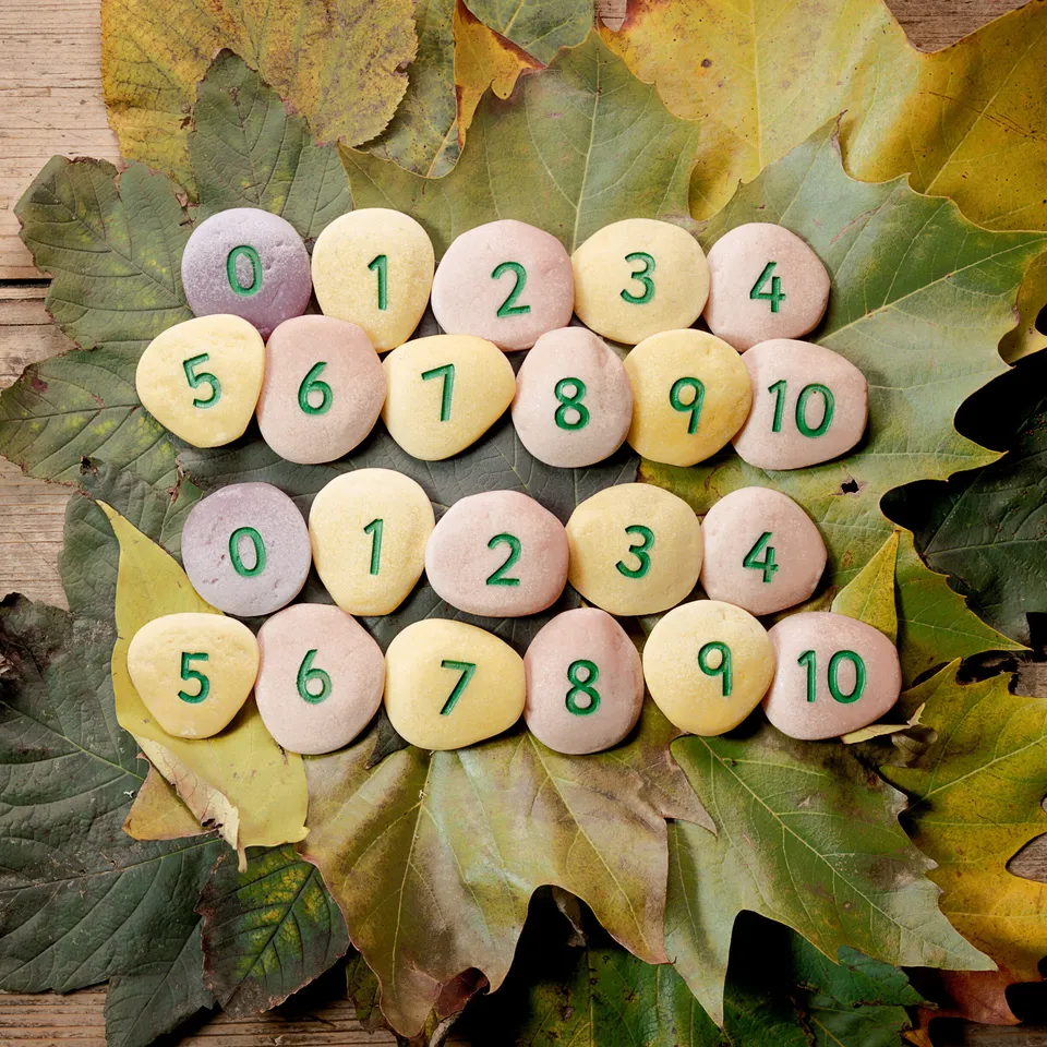 Yellow Door Number Pebbles pietricele numere 0-10 22 buc