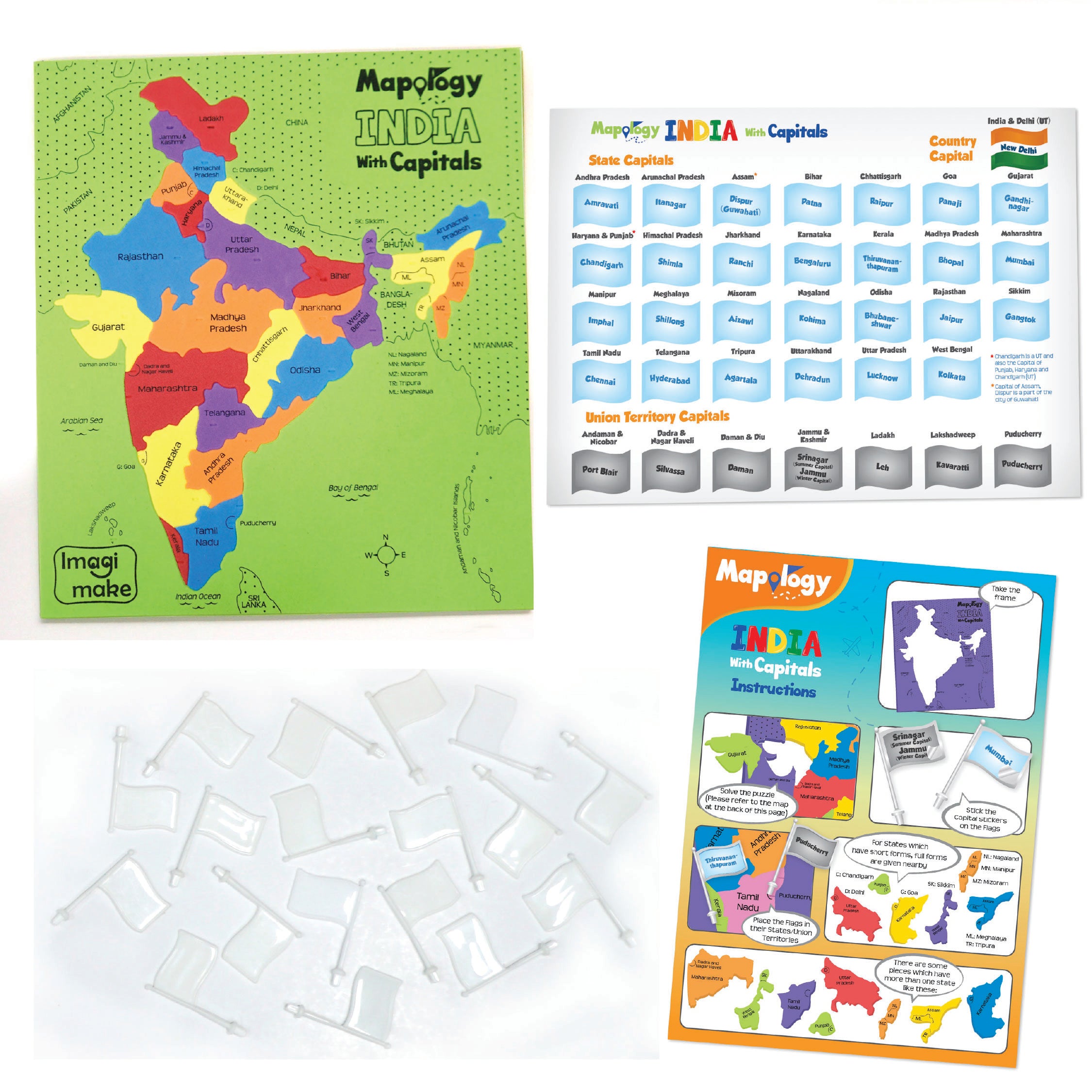 Imagimake Mapology World & India puzzle spuma 103 piese 5+ ani